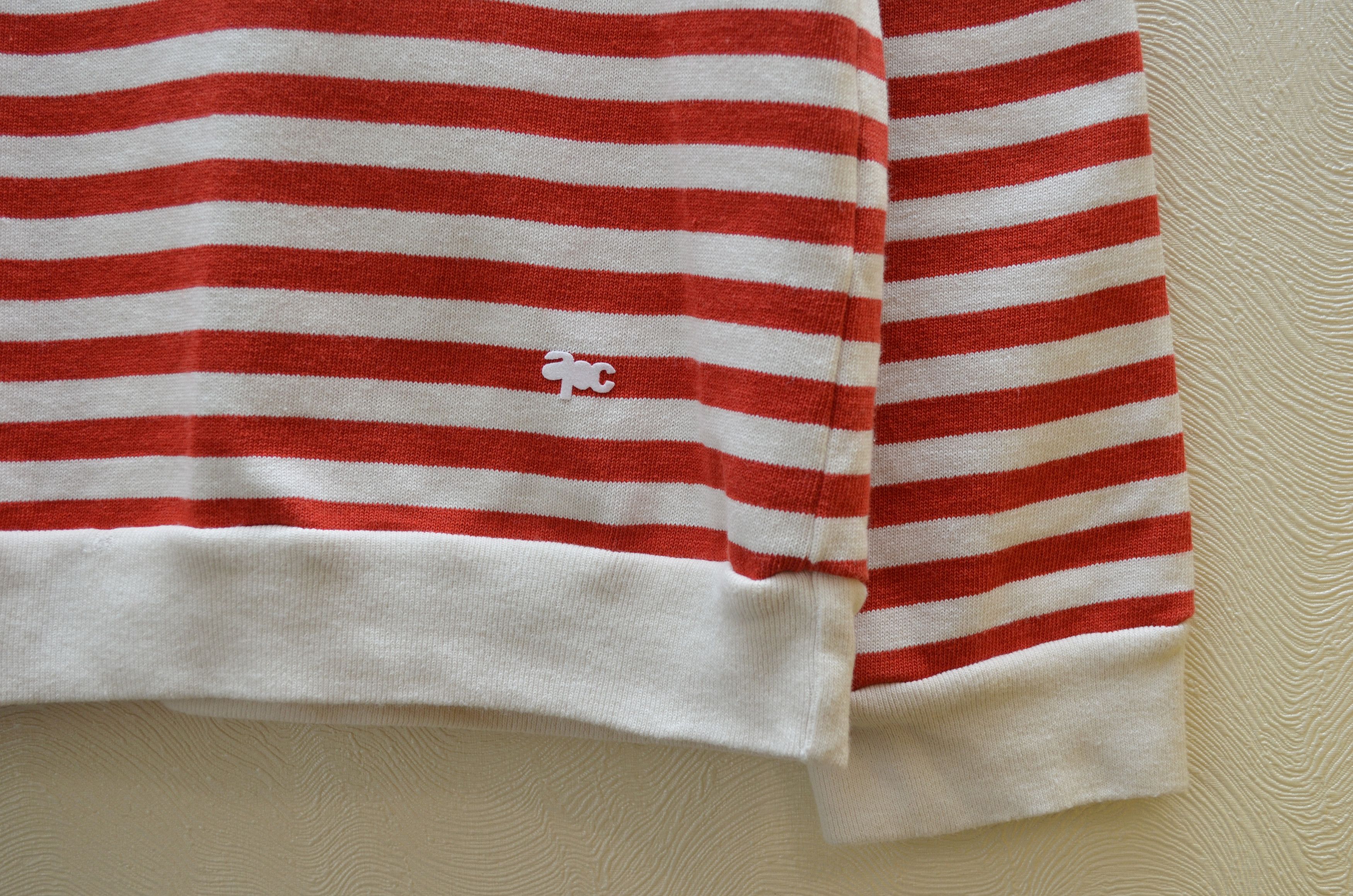 A.P.C. A.P.C Red White Striped Sweatshirt Logo Size L Size L / US 10 / IT 46 - 4 Thumbnail