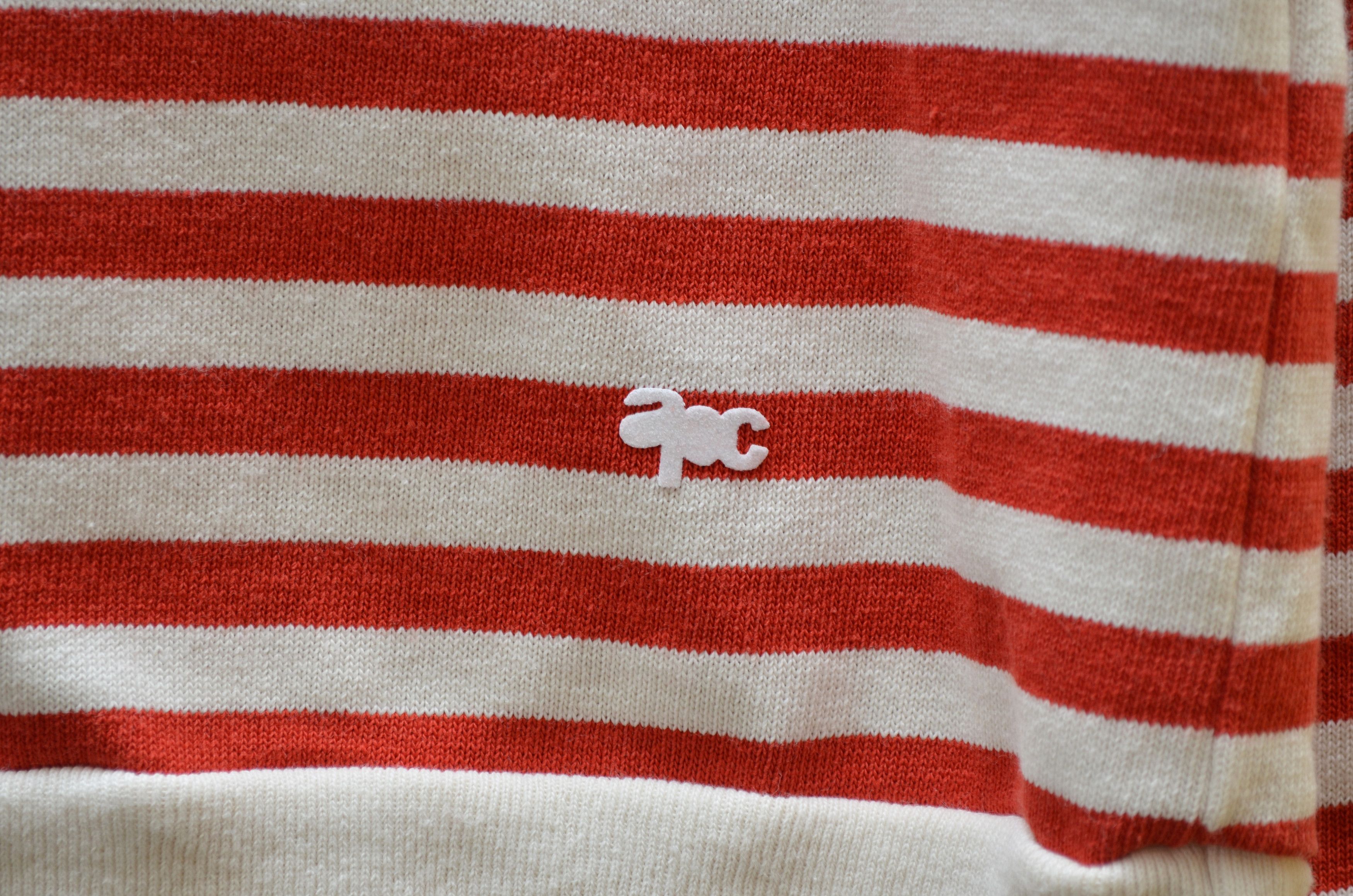 A.P.C. A.P.C Red White Striped Sweatshirt Logo Size L Size L / US 10 / IT 46 - 5 Thumbnail