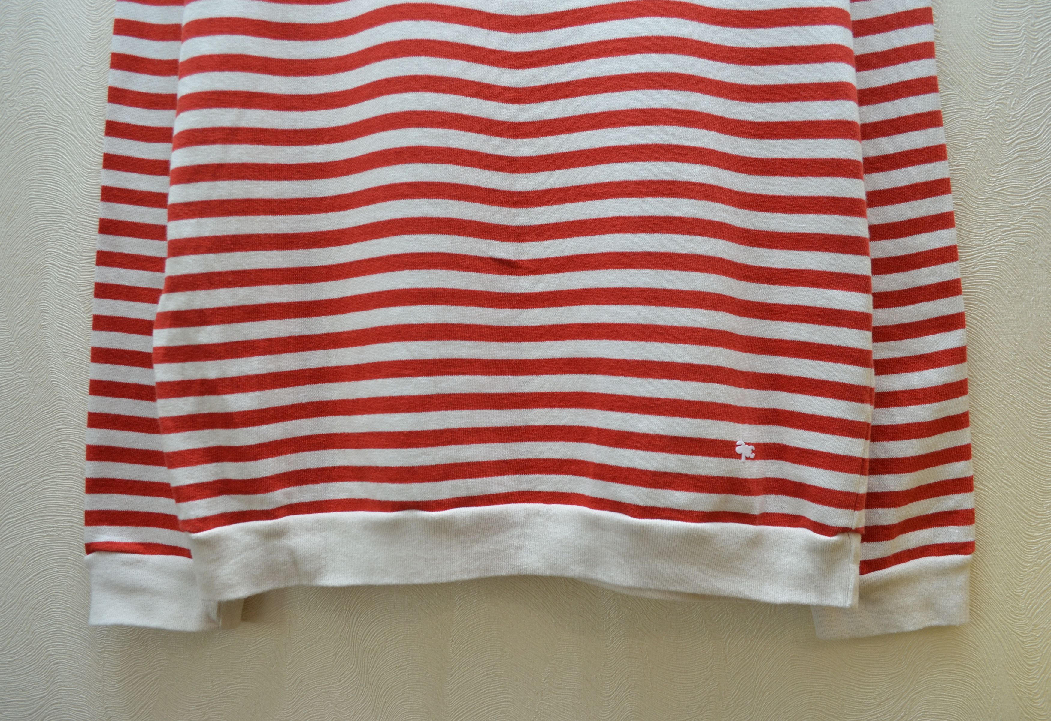 A.P.C. A.P.C Red White Striped Sweatshirt Logo Size L Size L / US 10 / IT 46 - 3 Thumbnail