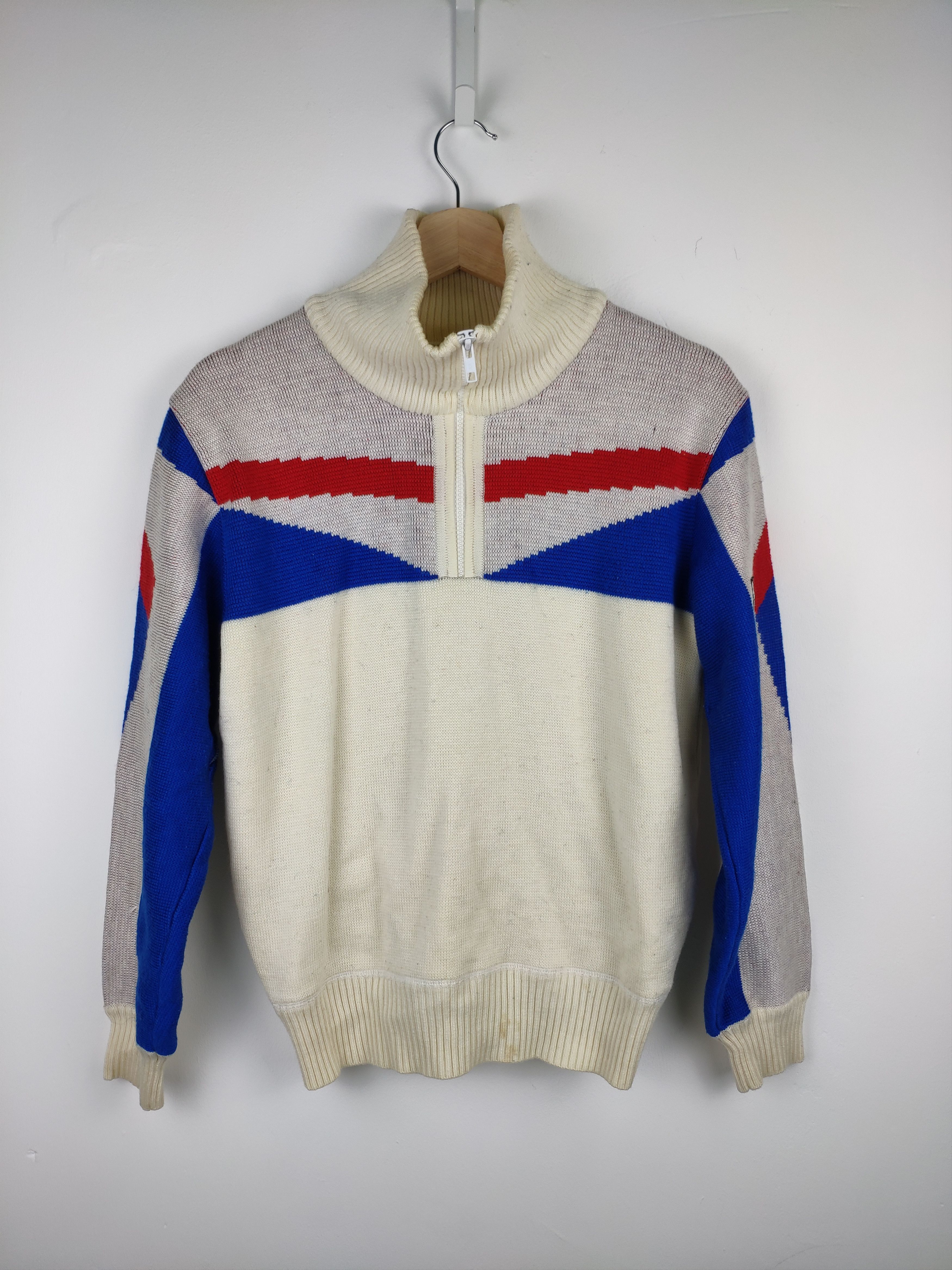 Asics × Vintage Vintage Asics Wool Knit Sweater Half Zipper Size US S / EU 44-46 / 1 - 1 Thumbnail