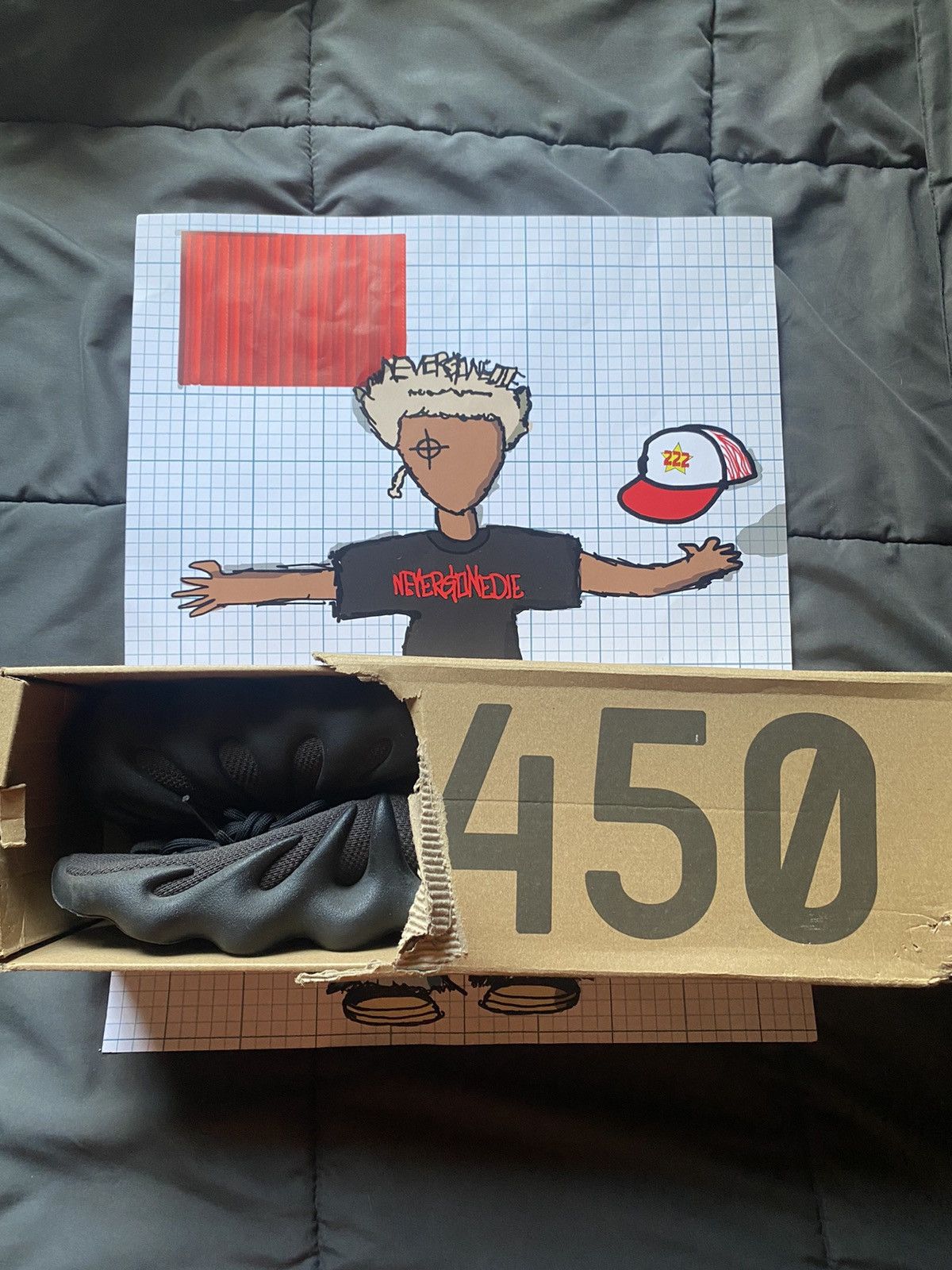 yeezy 450 slate on feet