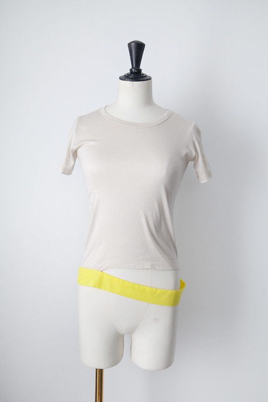 image of Helmut Lang Ss97 Neon Strap T-Shirt in Light Beige, Women's (Size Small)