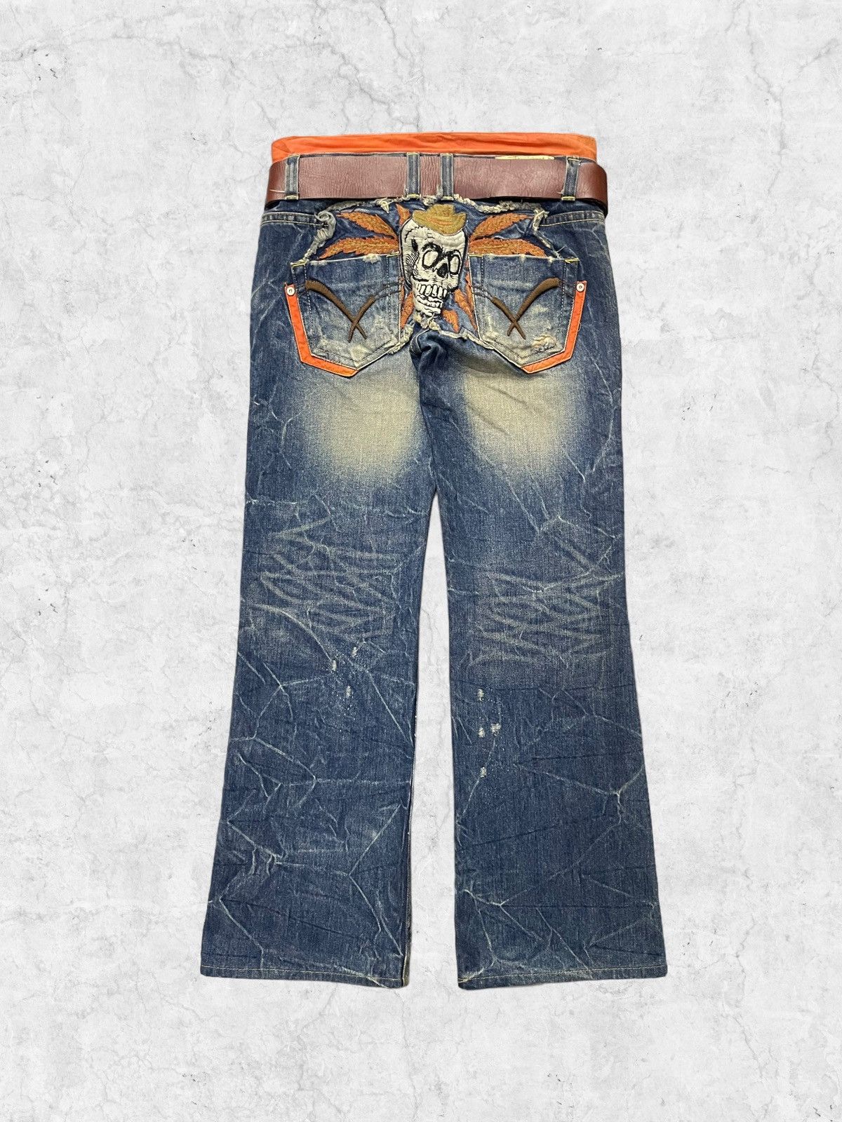 Y2K Redpepper Japan Embroidered Double Waits Jeans With Belt