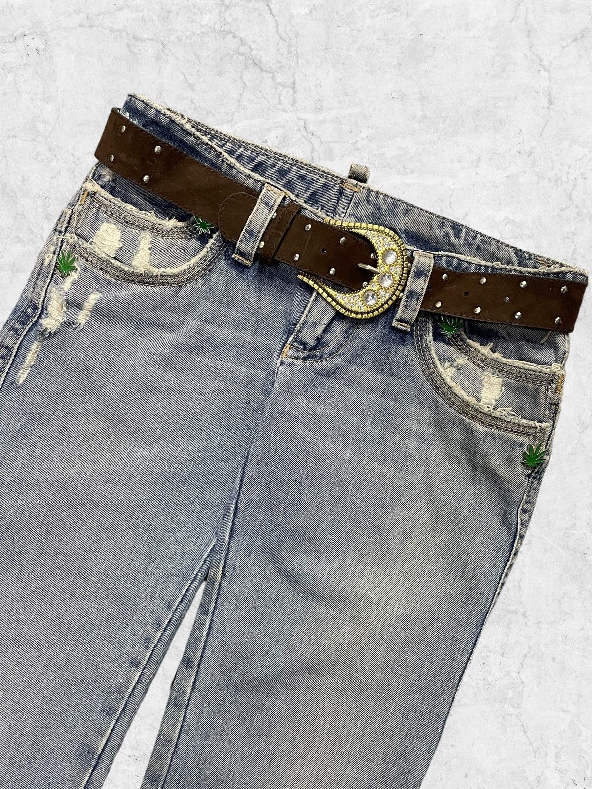 Dsquared2 × Vintage Designer Dsquared2 420 Rolling Paper Denim With Leather Belt Size US 30 / EU 46 - 5 Thumbnail