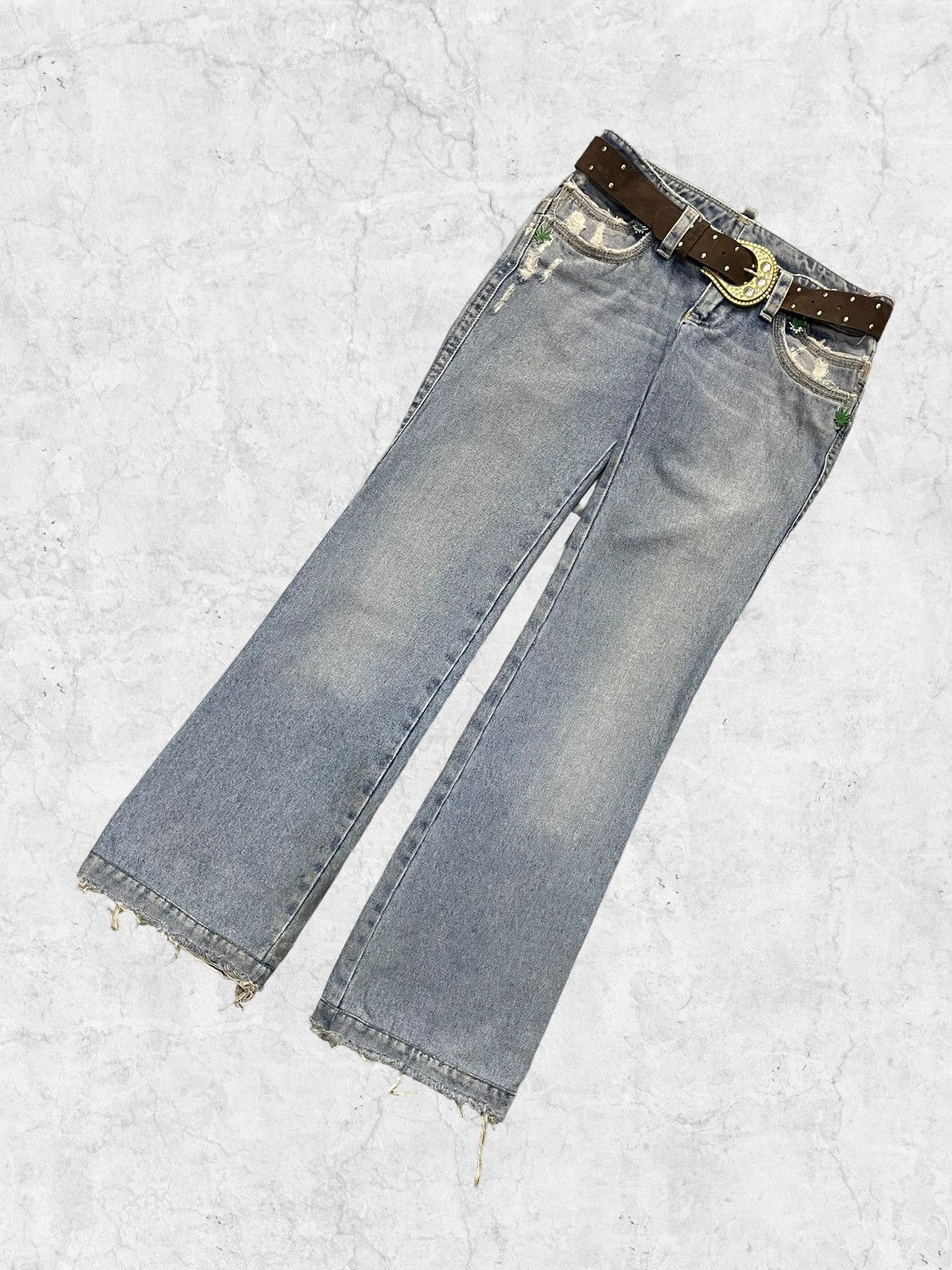 Dsquared2 × Vintage Designer Dsquared2 420 Rolling Paper Denim With Leather Belt Size US 30 / EU 46 - 4 Thumbnail