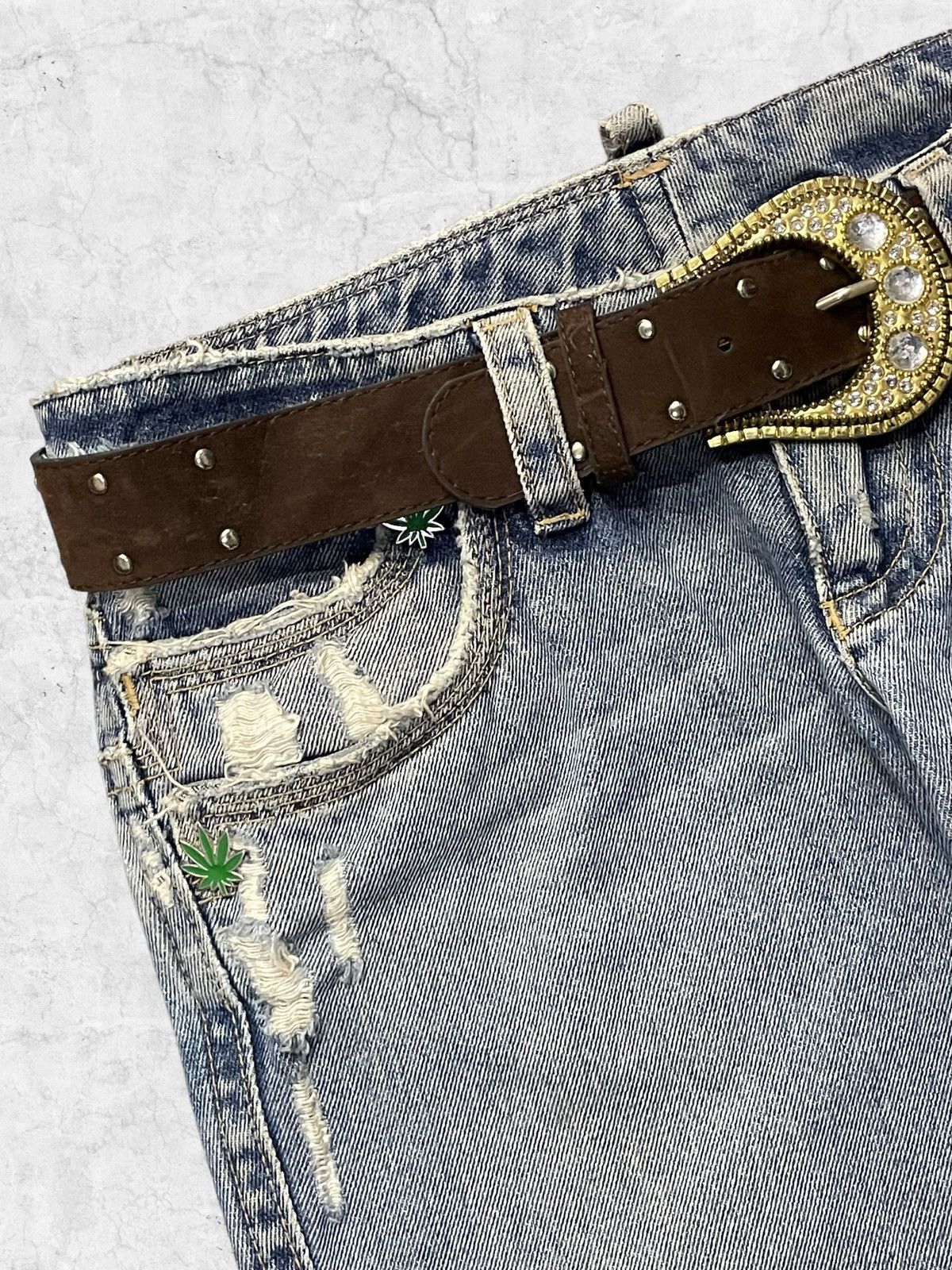Dsquared2 × Vintage Designer Dsquared2 420 Rolling Paper Denim With Leather Belt Size US 30 / EU 46 - 6 Thumbnail