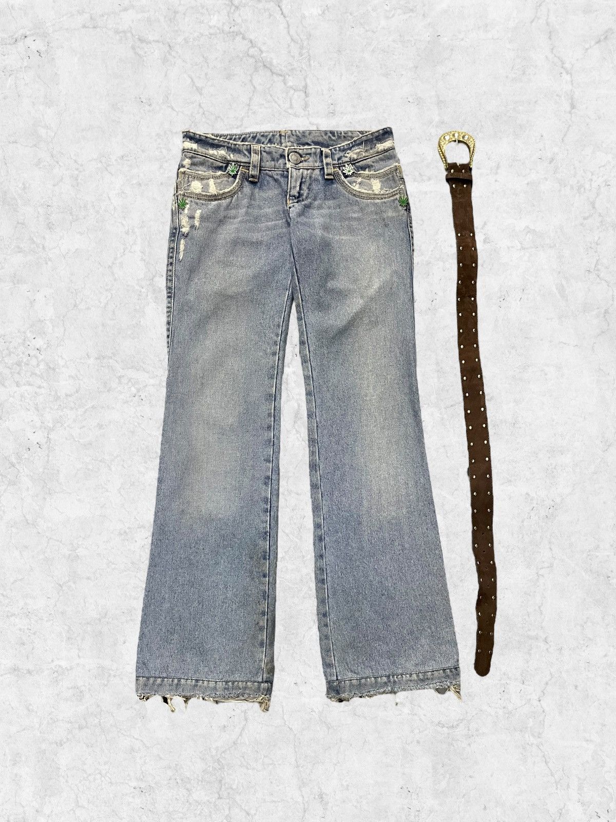 Dsquared2 × Vintage Designer Dsquared2 420 Rolling Paper Denim With Leather Belt Size US 30 / EU 46 - 2 Thumbnail