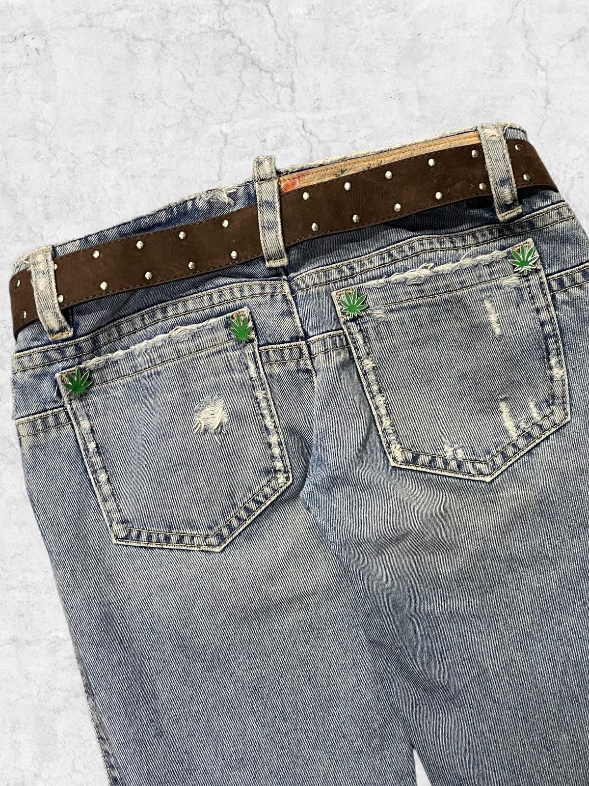 Dsquared2 × Vintage Designer Dsquared2 420 Rolling Paper Denim With Leather Belt Size US 30 / EU 46 - 10 Thumbnail