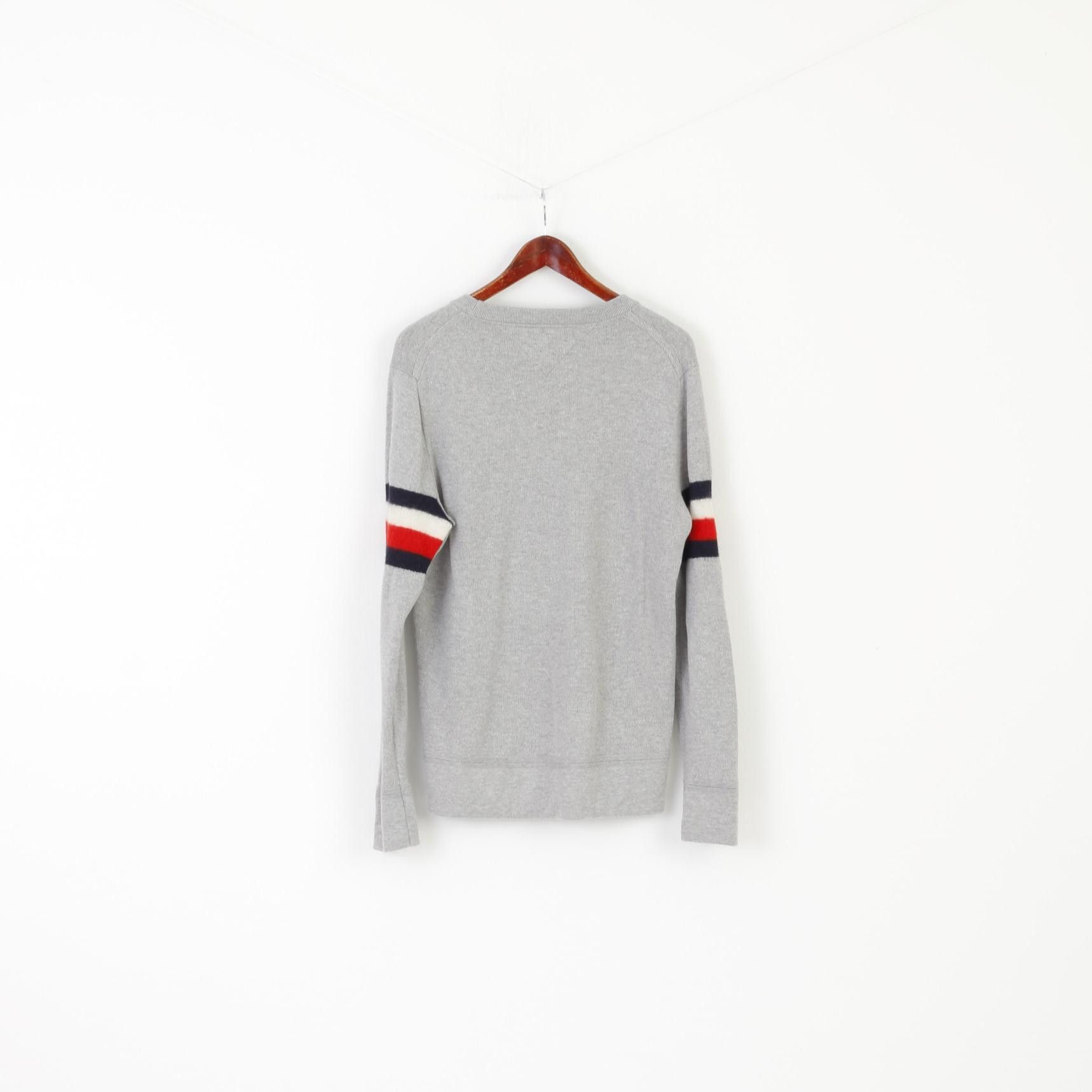 Tommy Hilfiger × Vintage Tommy Hilfiger Men L (M) Jumper Gray Cotton Wool 0124 Size US L / EU 52-54 / 3 - 5 Thumbnail