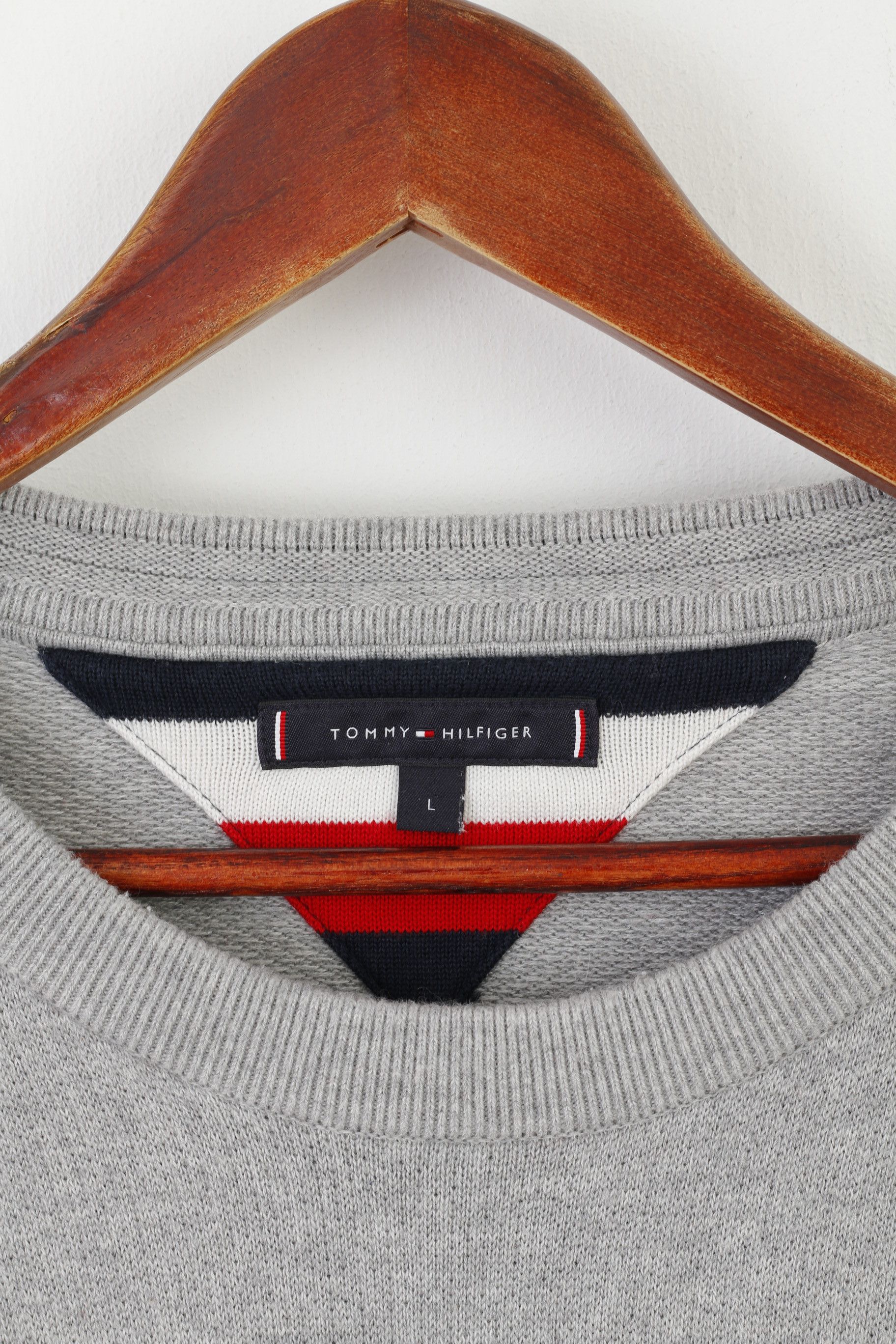Tommy Hilfiger × Vintage Tommy Hilfiger Men L (M) Jumper Gray Cotton Wool 0124 Size US L / EU 52-54 / 3 - 2 Thumbnail