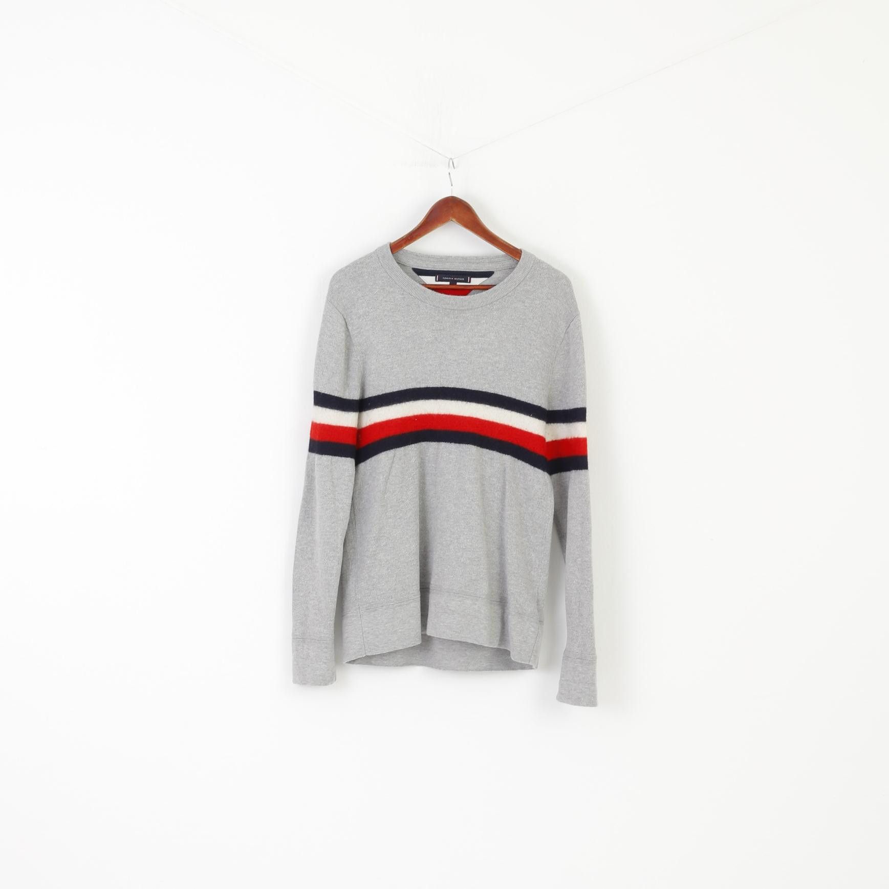 Tommy Hilfiger × Vintage Tommy Hilfiger Men L (M) Jumper Gray Cotton Wool 0124 Size US L / EU 52-54 / 3 - 1 Thumbnail