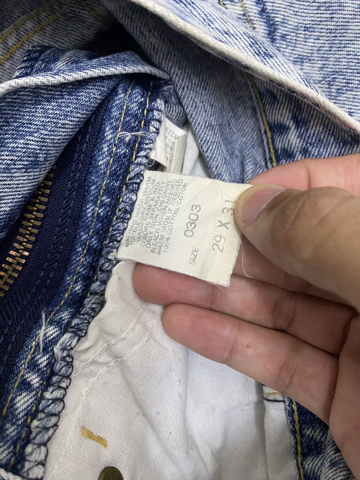 ?VINTAGE 80s LEE SCOVILL BUTTON ACID WASH DENIM WORK JEANS