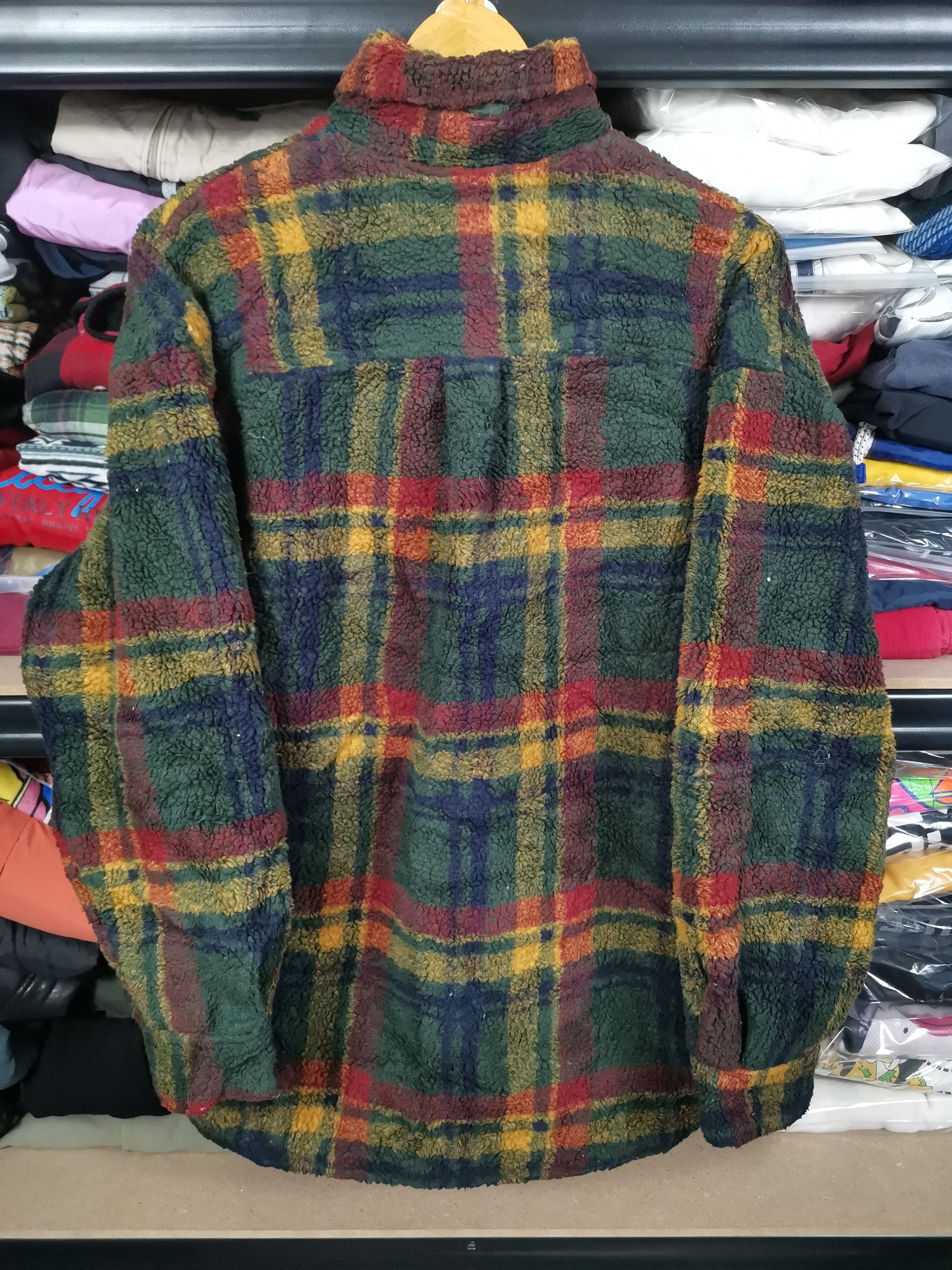 Japanese Brand Vintage First Down Plaid Sherpa Jacket Size US M / EU 48-50 / 2 - 2 Thumbnail