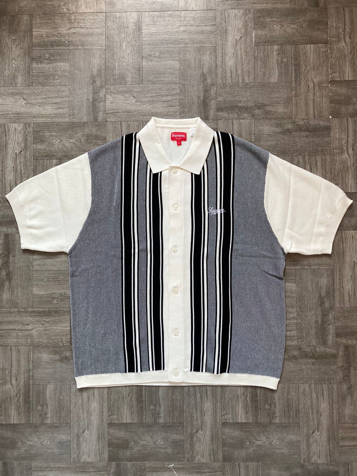 Supreme Supreme Stripe Button Up Polo White Size Large | Grailed