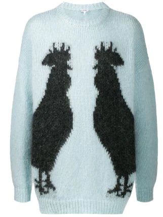 Loewe Loewe rooster mohair sweater teal knit wool oversized Size US L / EU 52-54 / 3 - 1 Thumbnail
