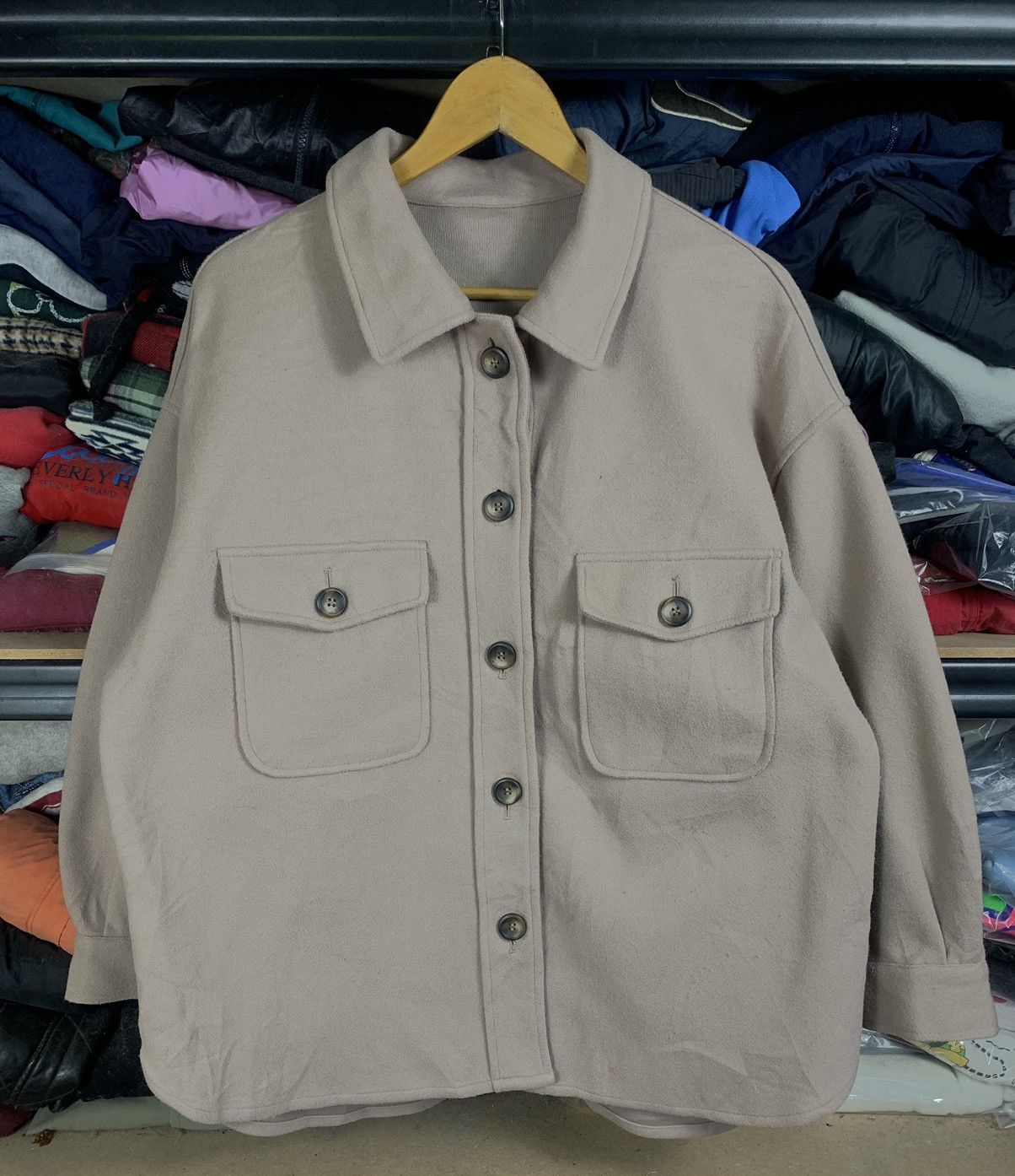 image of Archival Clothing x Workers Vintage Workwear Shirt Jacket By Grl in Brown (Size Large)