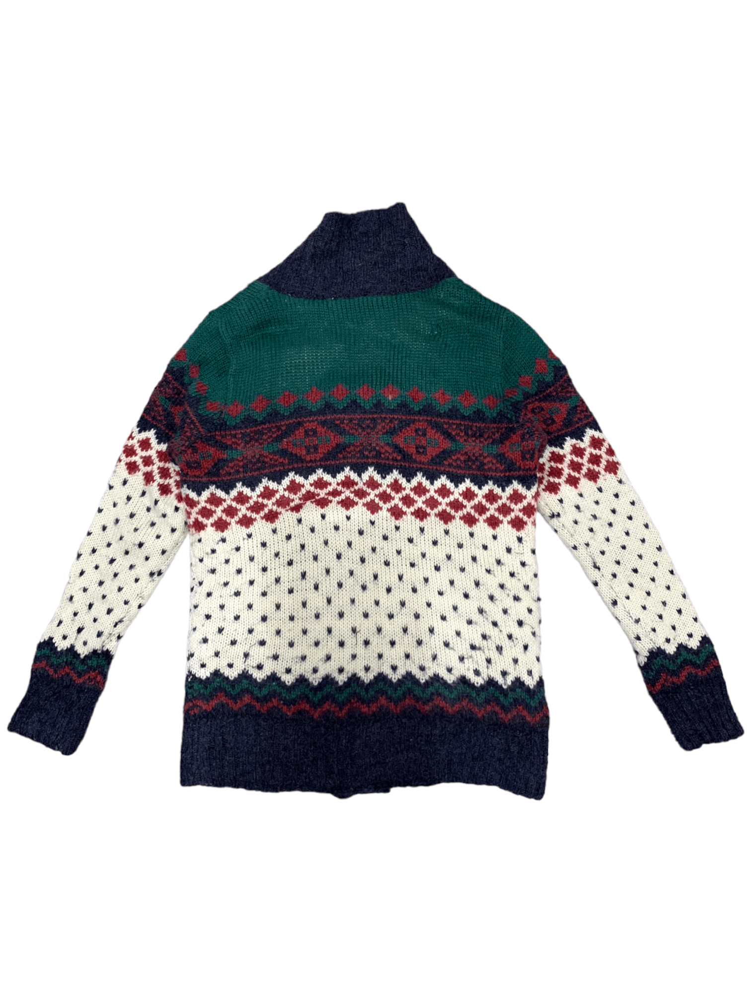 Aran Isles Knitwear × Japanese Brand Vintage Japanese Tricolour Knitted Cardigan Size M / US 6-8 / IT 42-44 - 2 Thumbnail