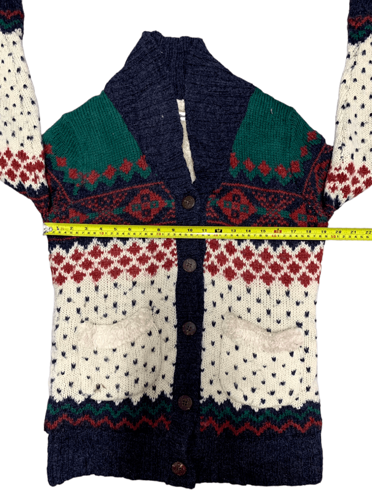 Aran Isles Knitwear × Japanese Brand Vintage Japanese Tricolour Knitted Cardigan Size M / US 6-8 / IT 42-44 - 8 Thumbnail