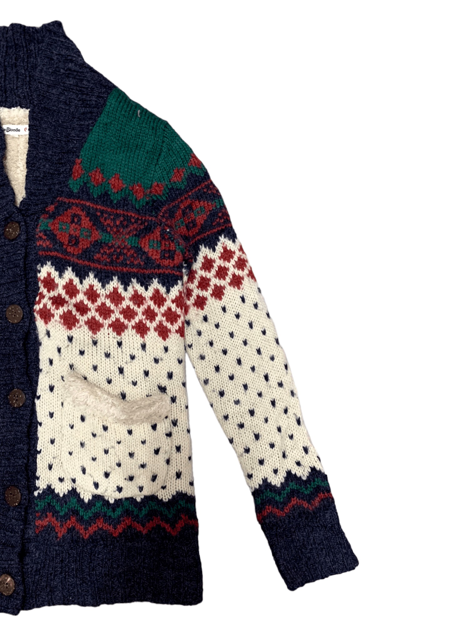 Aran Isles Knitwear × Japanese Brand Vintage Japanese Tricolour Knitted Cardigan Size M / US 6-8 / IT 42-44 - 6 Thumbnail