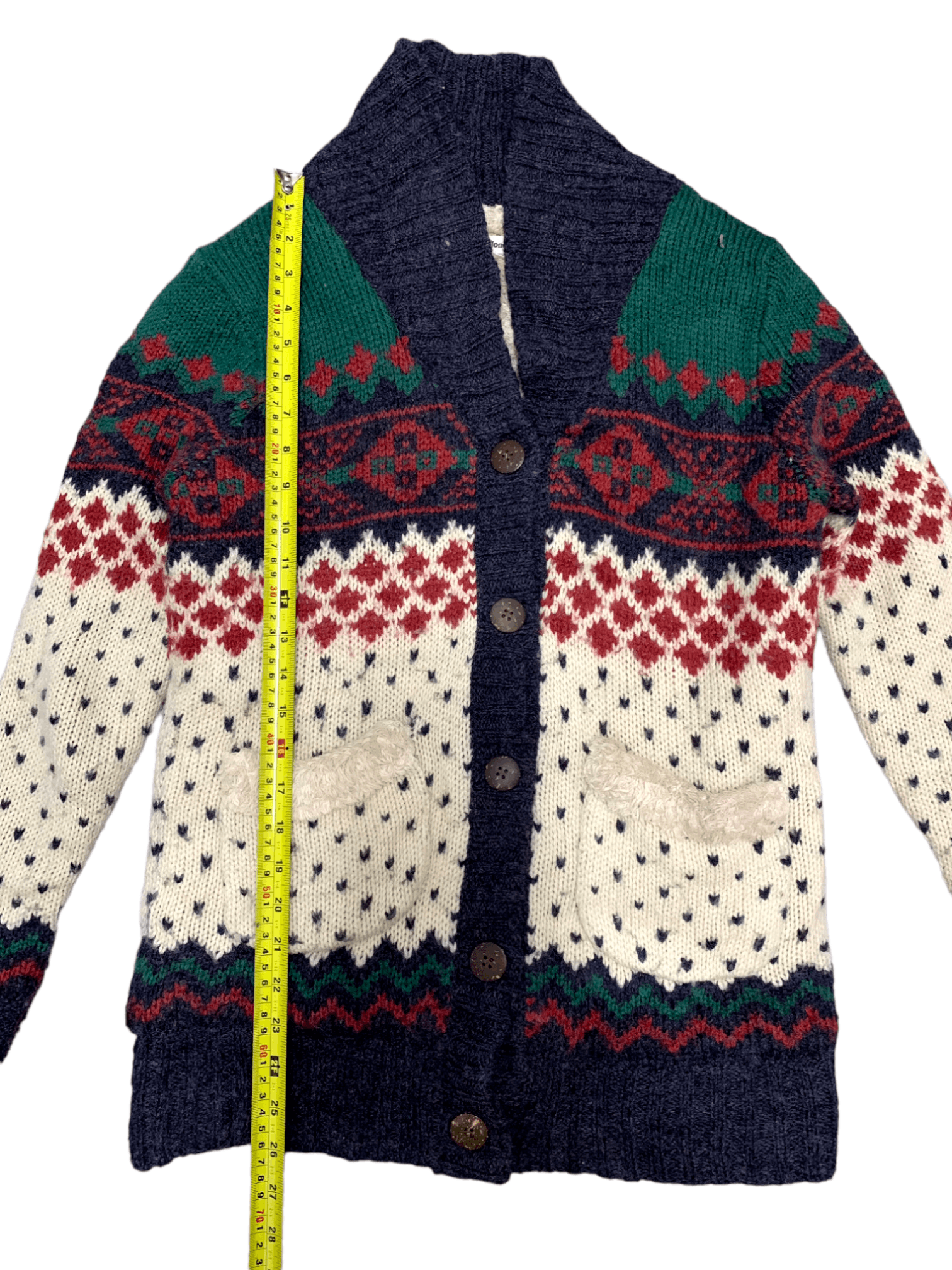 Aran Isles Knitwear × Japanese Brand Vintage Japanese Tricolour Knitted Cardigan Size M / US 6-8 / IT 42-44 - 9 Thumbnail