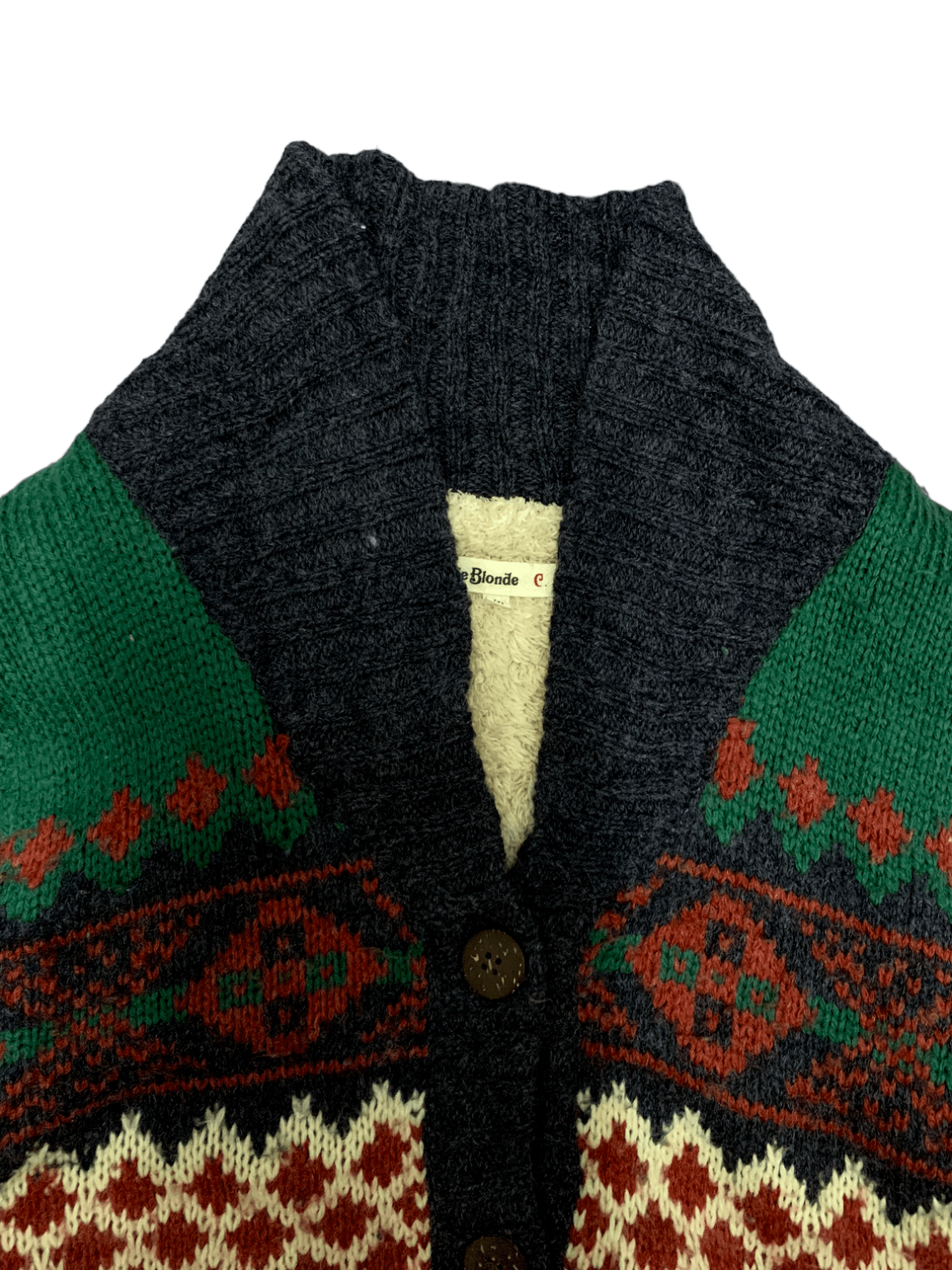 Aran Isles Knitwear × Japanese Brand Vintage Japanese Tricolour Knitted Cardigan Size M / US 6-8 / IT 42-44 - 4 Thumbnail