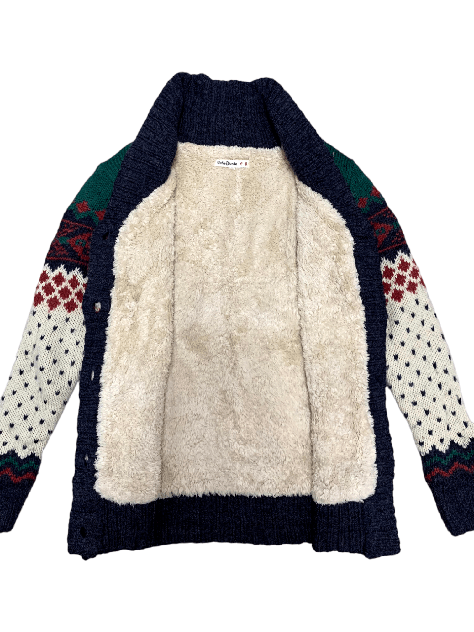 Aran Isles Knitwear × Japanese Brand Vintage Japanese Tricolour Knitted Cardigan Size M / US 6-8 / IT 42-44 - 7 Thumbnail