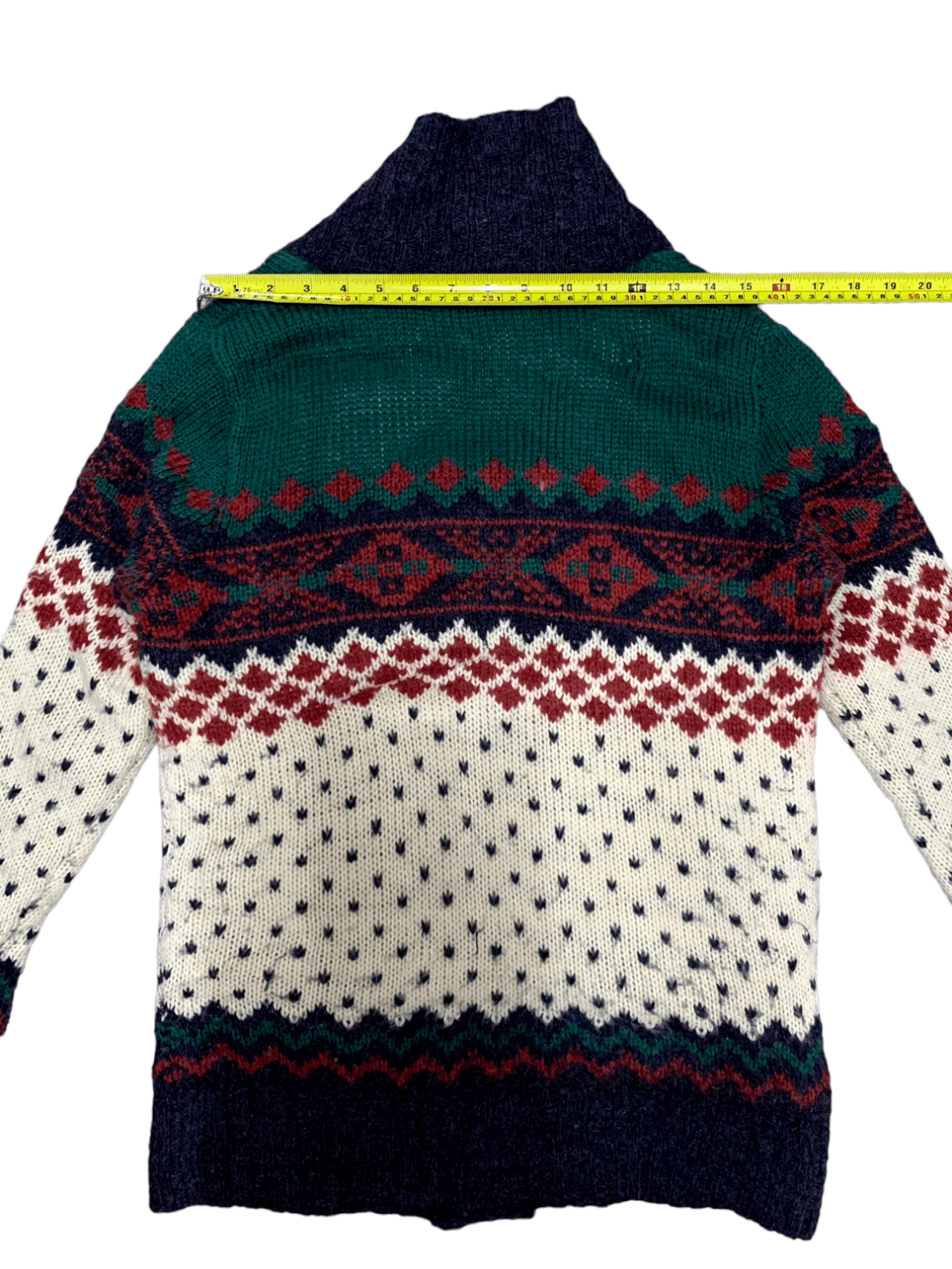 Aran Isles Knitwear × Japanese Brand Vintage Japanese Tricolour Knitted Cardigan Size M / US 6-8 / IT 42-44 - 10 Thumbnail