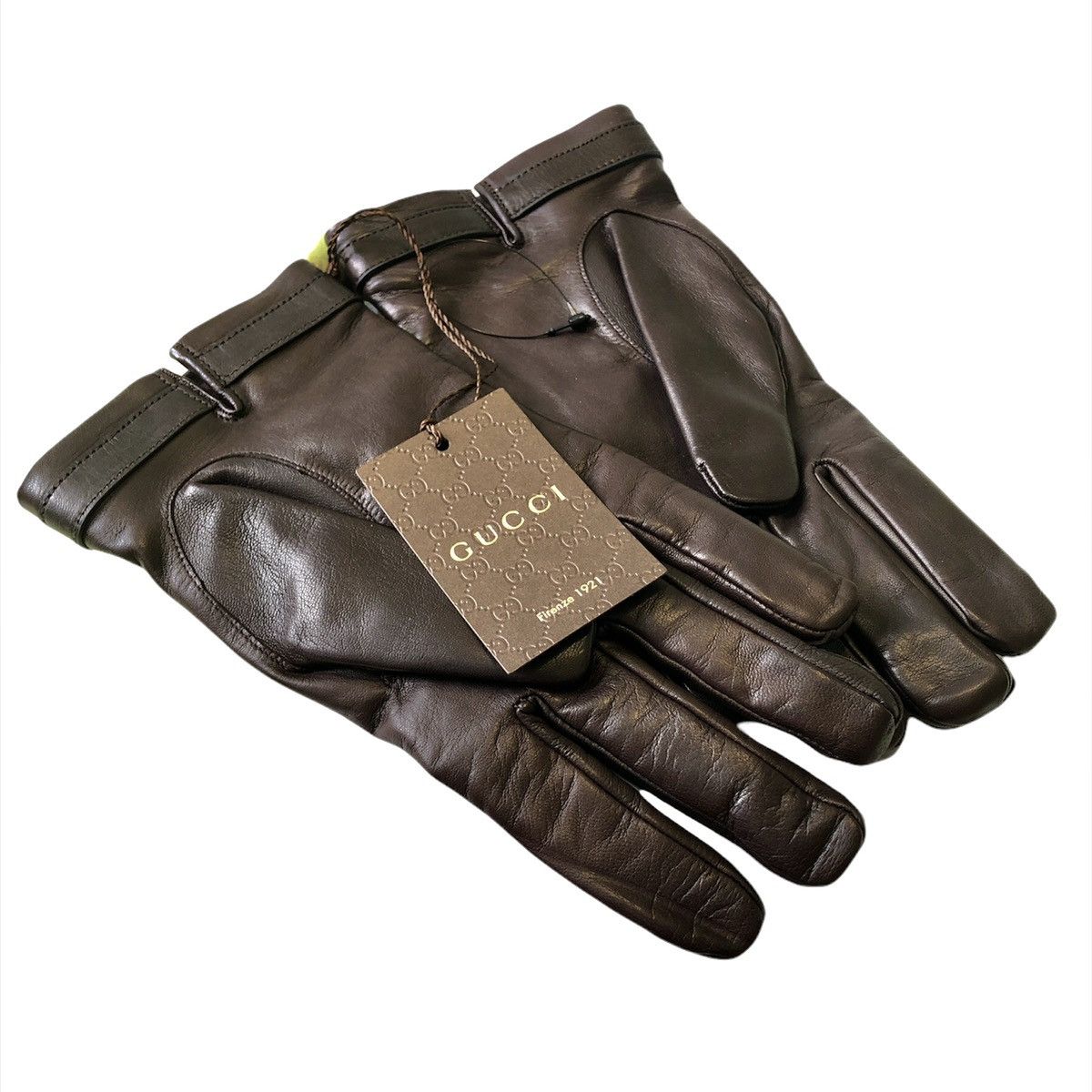 Gucci Gucci BNWT Nappa Leather Cashmere Cocoa Brown Gloves Buckle Size ONE SIZE - 2 Thumbnail