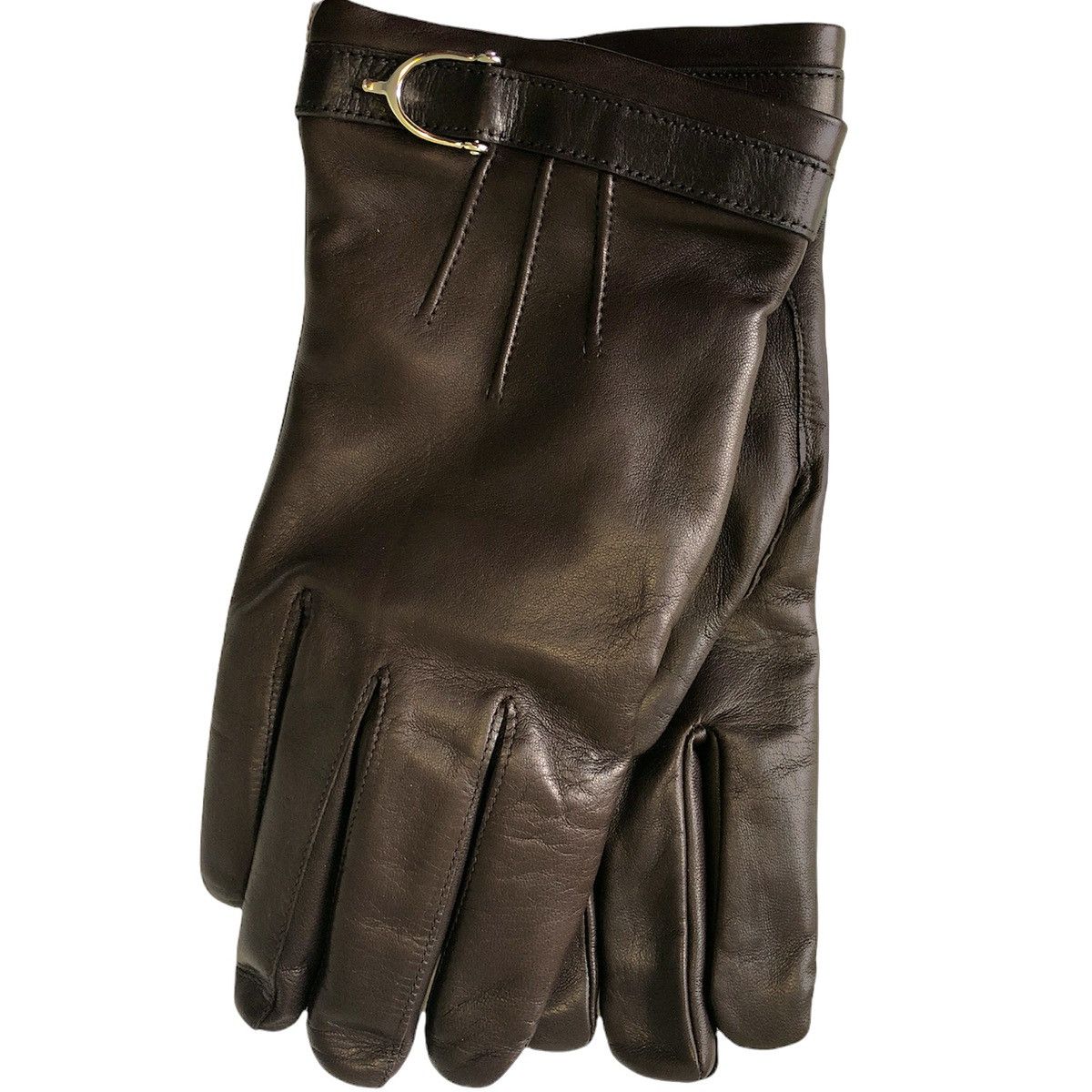 Gucci BNWT Nappa Leather Cashmere Cocoa Brown Gloves Buckle