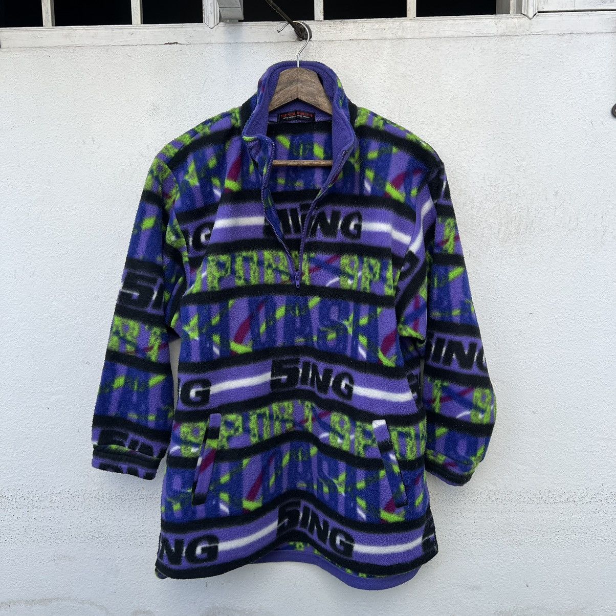 Japanese Brand VINTAGE SPOLINER SING BIG LOGO PRINTED FLEECE JACKET NAVAJO Size US L / EU 52-54 / 3 - 10 Thumbnail