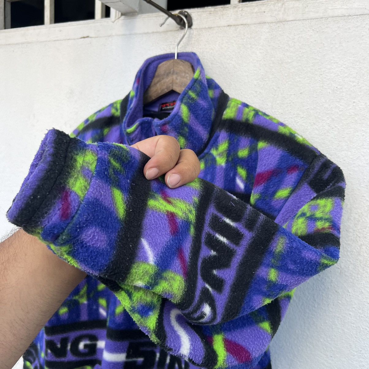 Japanese Brand VINTAGE SPOLINER SING BIG LOGO PRINTED FLEECE JACKET NAVAJO Size US L / EU 52-54 / 3 - 7 Thumbnail