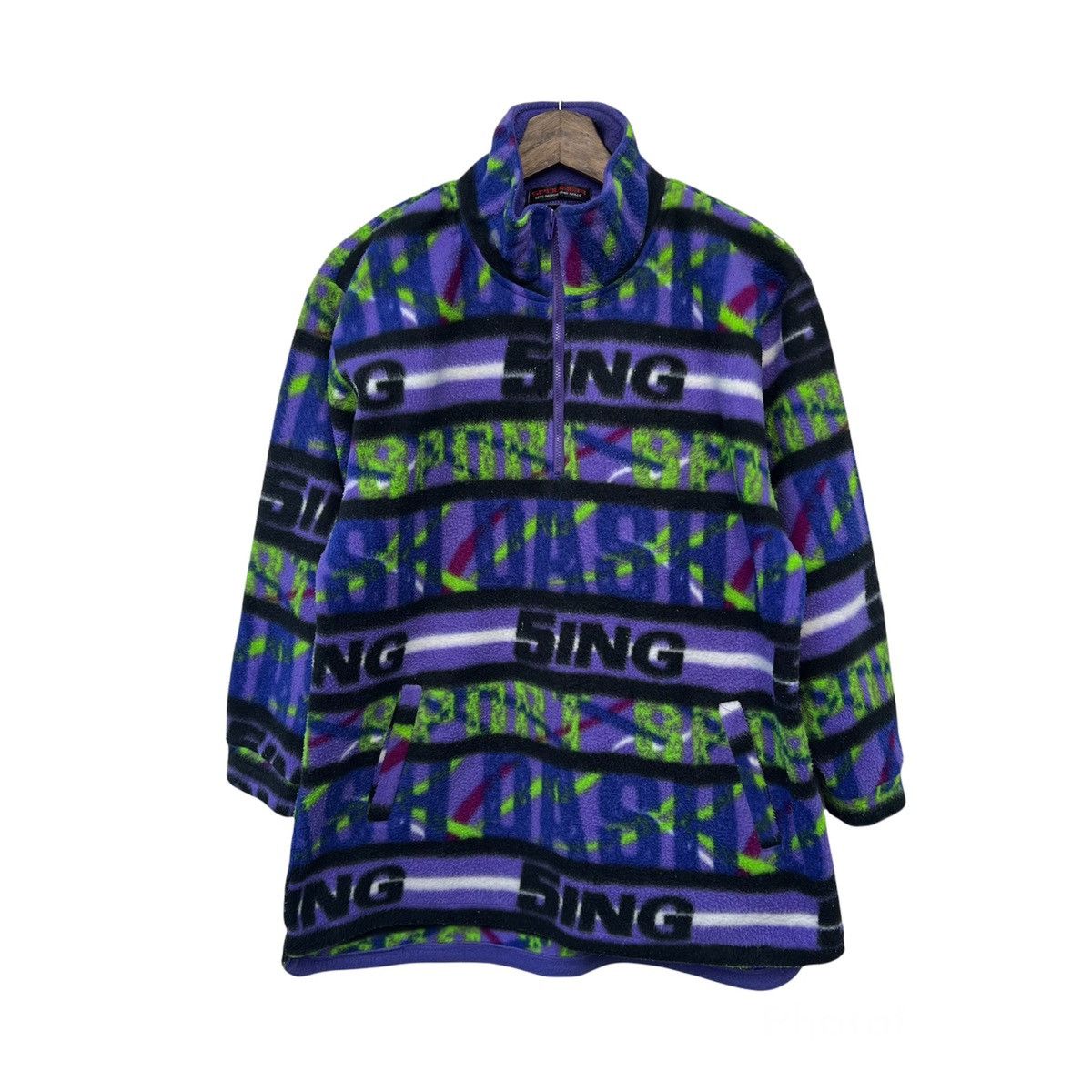Japanese Brand VINTAGE SPOLINER SING BIG LOGO PRINTED FLEECE JACKET NAVAJO Size US L / EU 52-54 / 3 - 1 Thumbnail