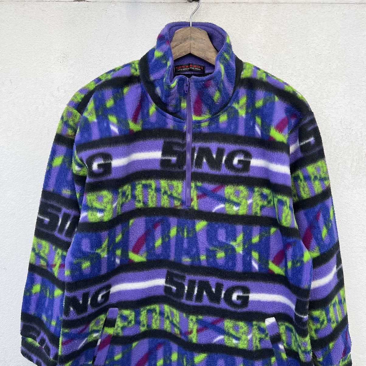 Japanese Brand VINTAGE SPOLINER SING BIG LOGO PRINTED FLEECE JACKET NAVAJO Size US L / EU 52-54 / 3 - 3 Thumbnail
