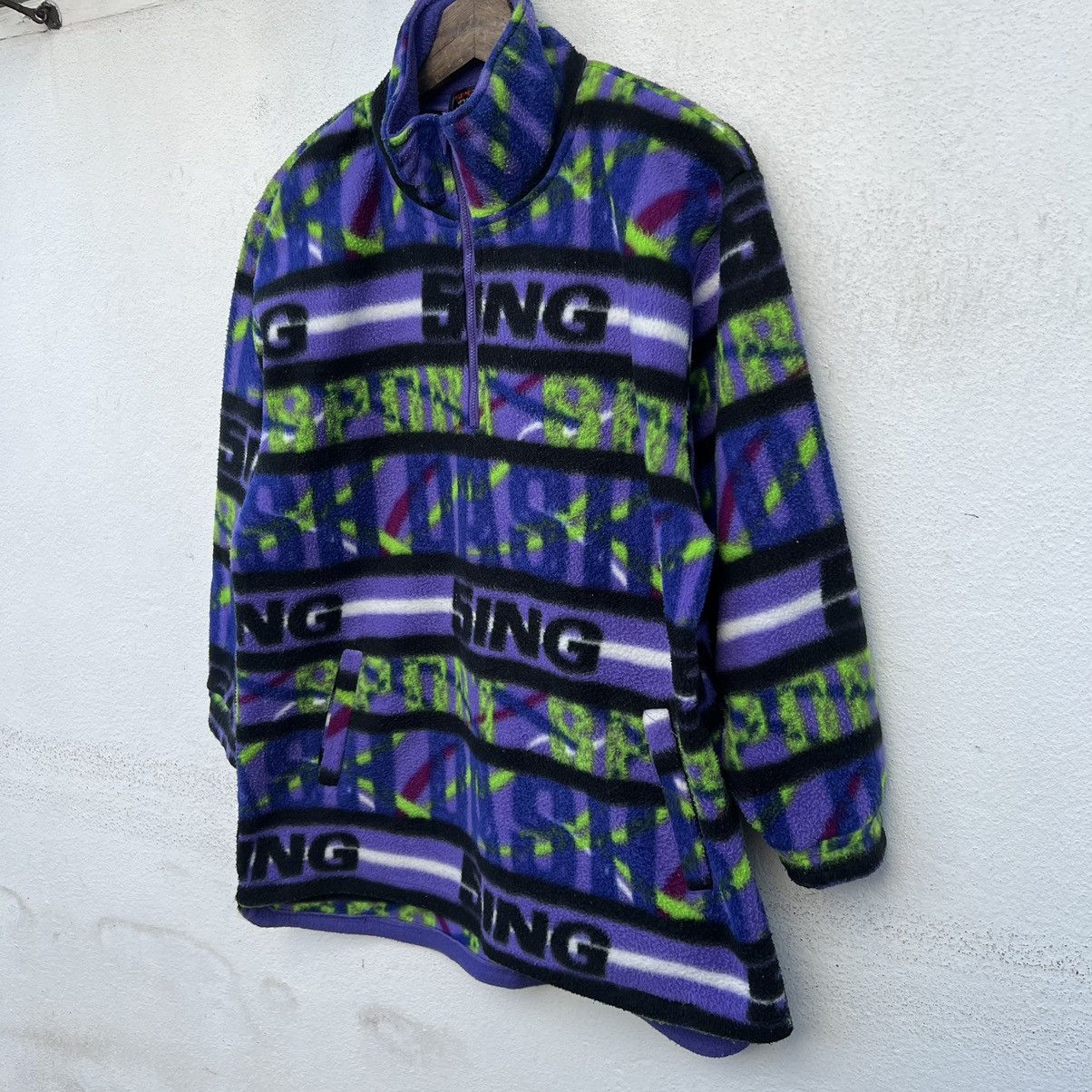 Japanese Brand VINTAGE SPOLINER SING BIG LOGO PRINTED FLEECE JACKET NAVAJO Size US L / EU 52-54 / 3 - 2 Thumbnail