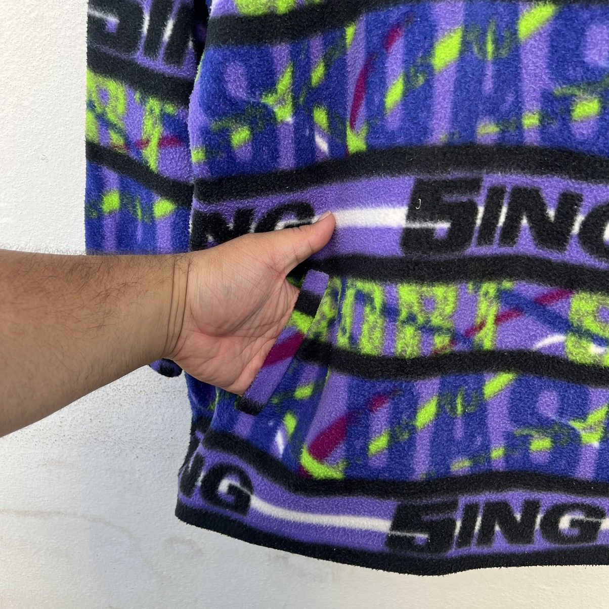Japanese Brand VINTAGE SPOLINER SING BIG LOGO PRINTED FLEECE JACKET NAVAJO Size US L / EU 52-54 / 3 - 5 Thumbnail