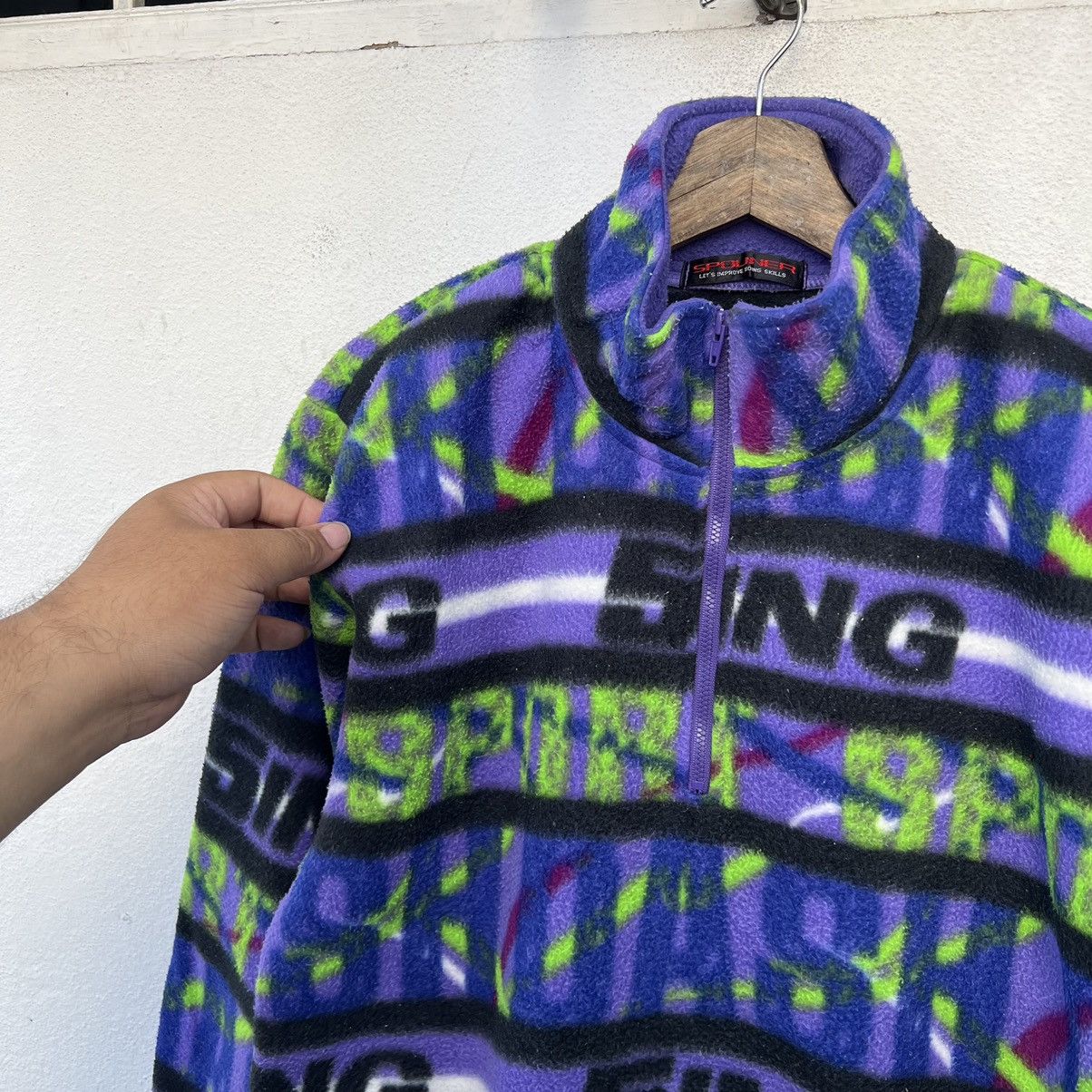 Japanese Brand VINTAGE SPOLINER SING BIG LOGO PRINTED FLEECE JACKET NAVAJO Size US L / EU 52-54 / 3 - 6 Thumbnail