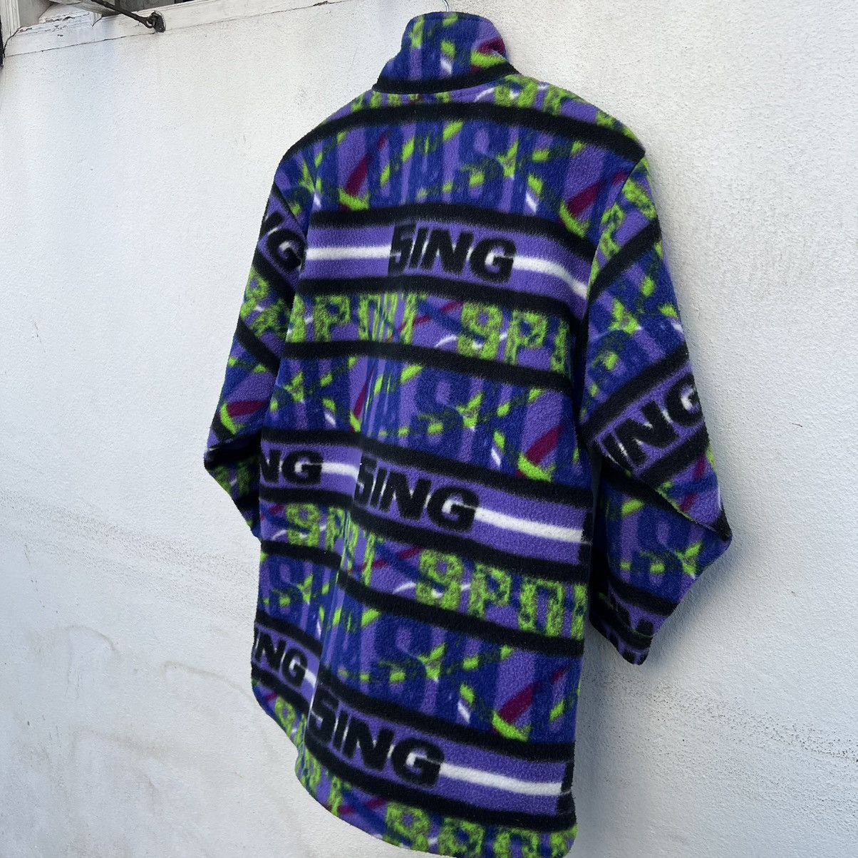 Japanese Brand VINTAGE SPOLINER SING BIG LOGO PRINTED FLEECE JACKET NAVAJO Size US L / EU 52-54 / 3 - 9 Thumbnail