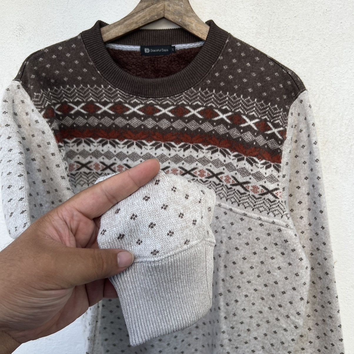 Japanese Brand VINTAGE GRATEFULDAYS SWEATSHIRT PRINTED FLEECE DESIGN NAVAJO Size US L / EU 52-54 / 3 - 5 Thumbnail