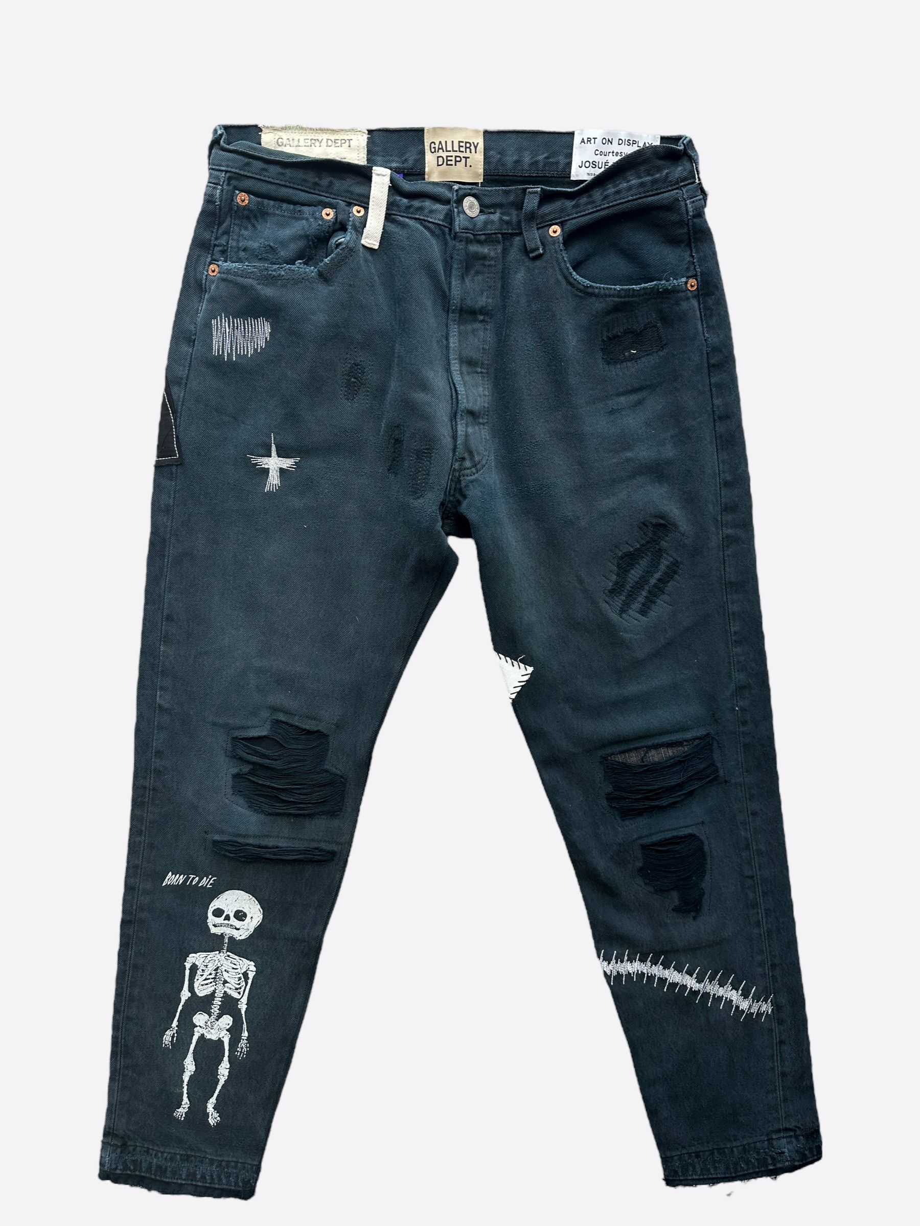 国内で当店のみ Fuck The Internet - Distressed Layered Denim Fuckin Fuck Denim Pants (Medium Wash) – RIPNDIP
