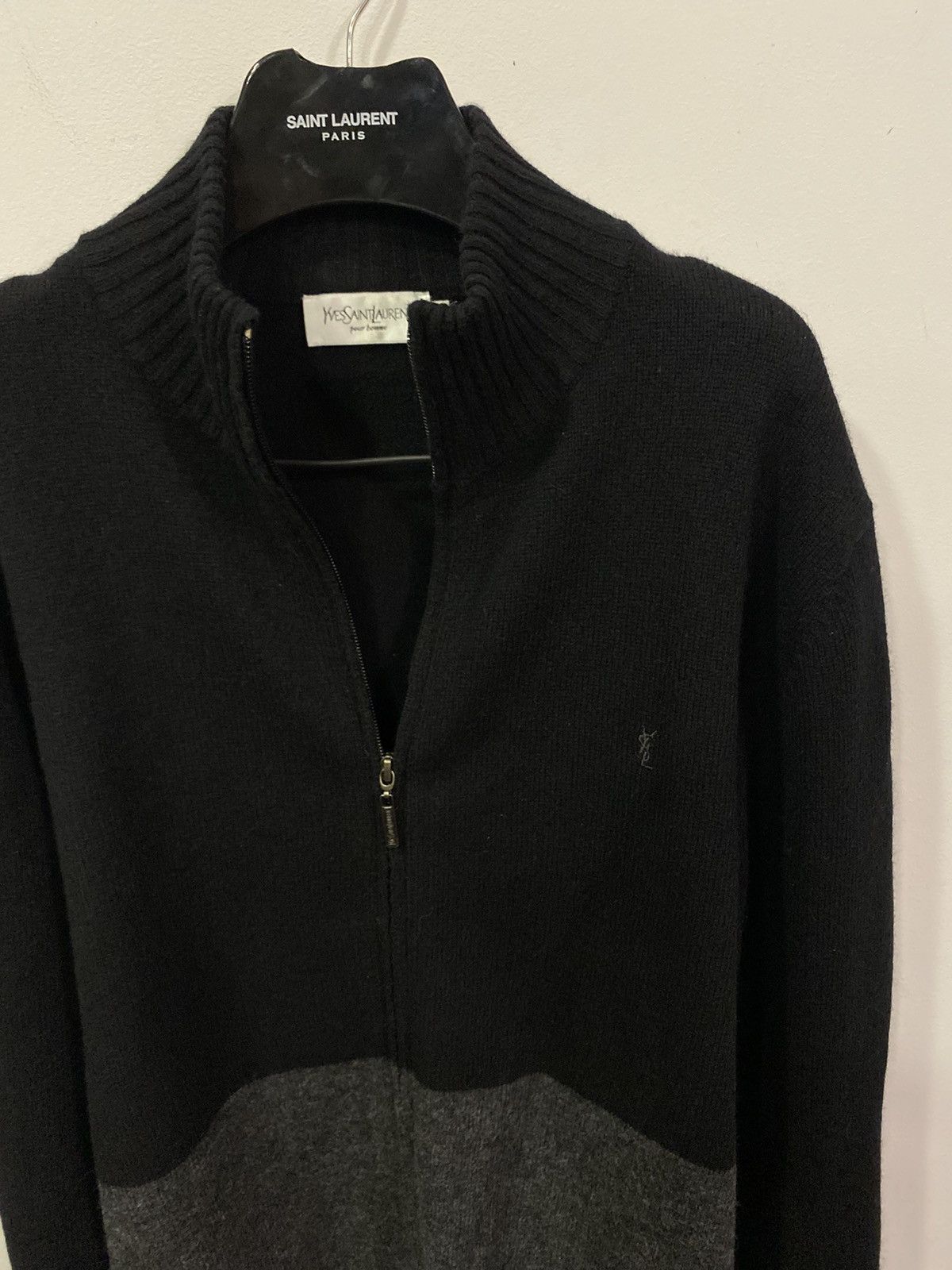 Yves Saint Laurent Black Wool YSL Sweater Soft Zip Size US L / EU 52-54 / 3 - 7 Thumbnail