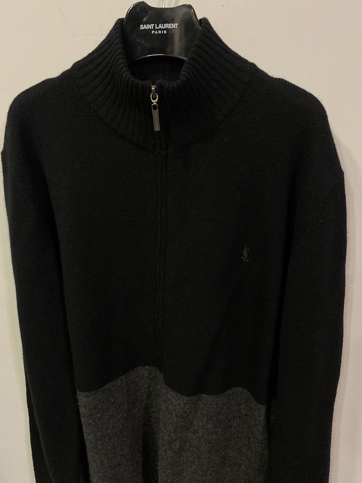 Yves Saint Laurent Black Wool YSL Sweater Soft Zip Size US L / EU 52-54 / 3 - 16 Thumbnail