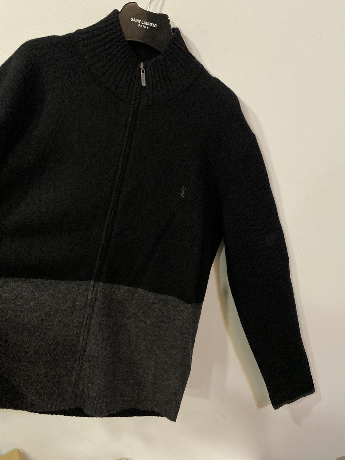 Yves Saint Laurent Black Wool YSL Sweater Soft Zip Size US L / EU 52-54 / 3 - 12 Thumbnail