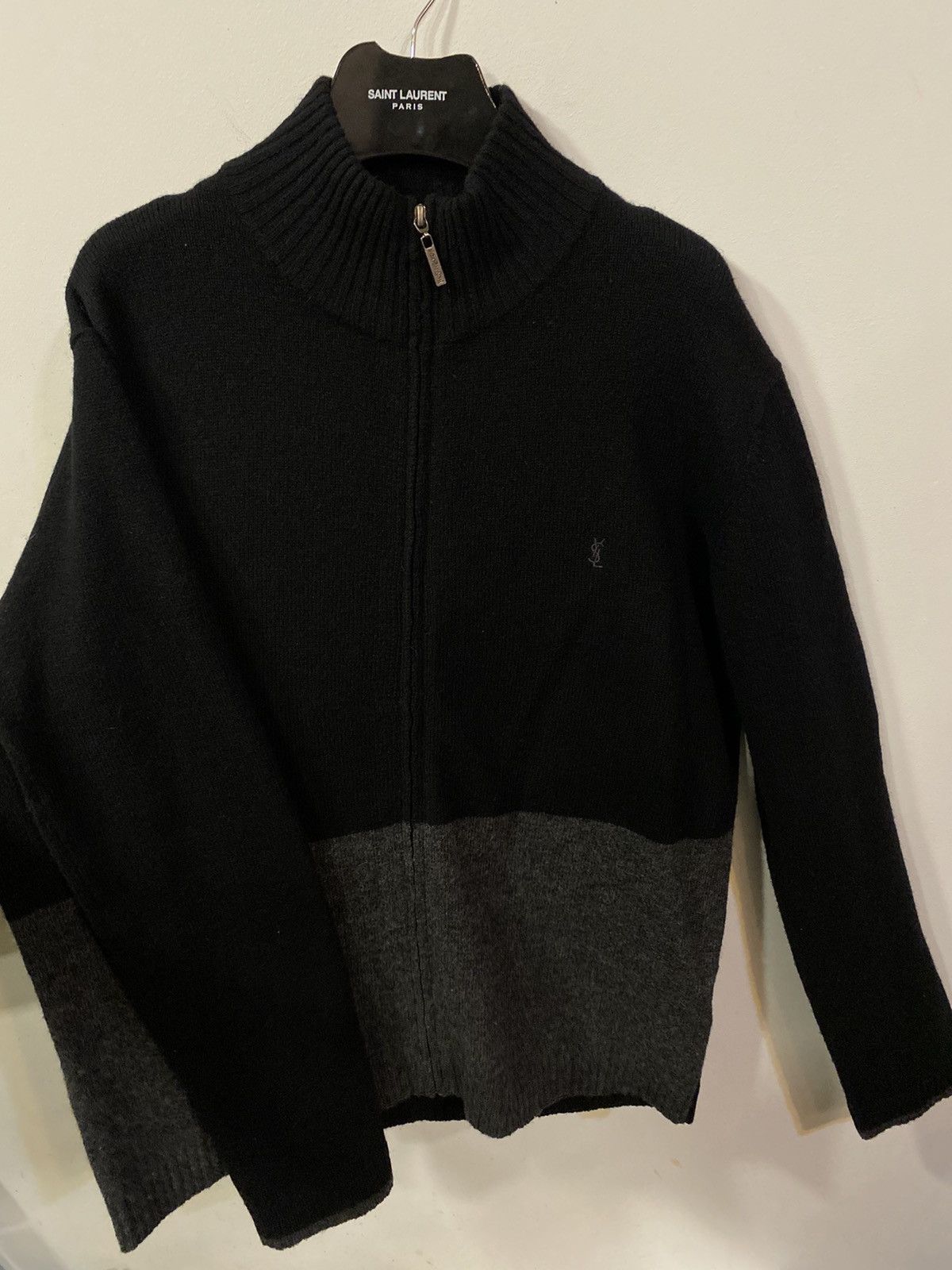 Yves Saint Laurent Black Wool YSL Sweater Soft Zip Size US L / EU 52-54 / 3 - 8 Thumbnail