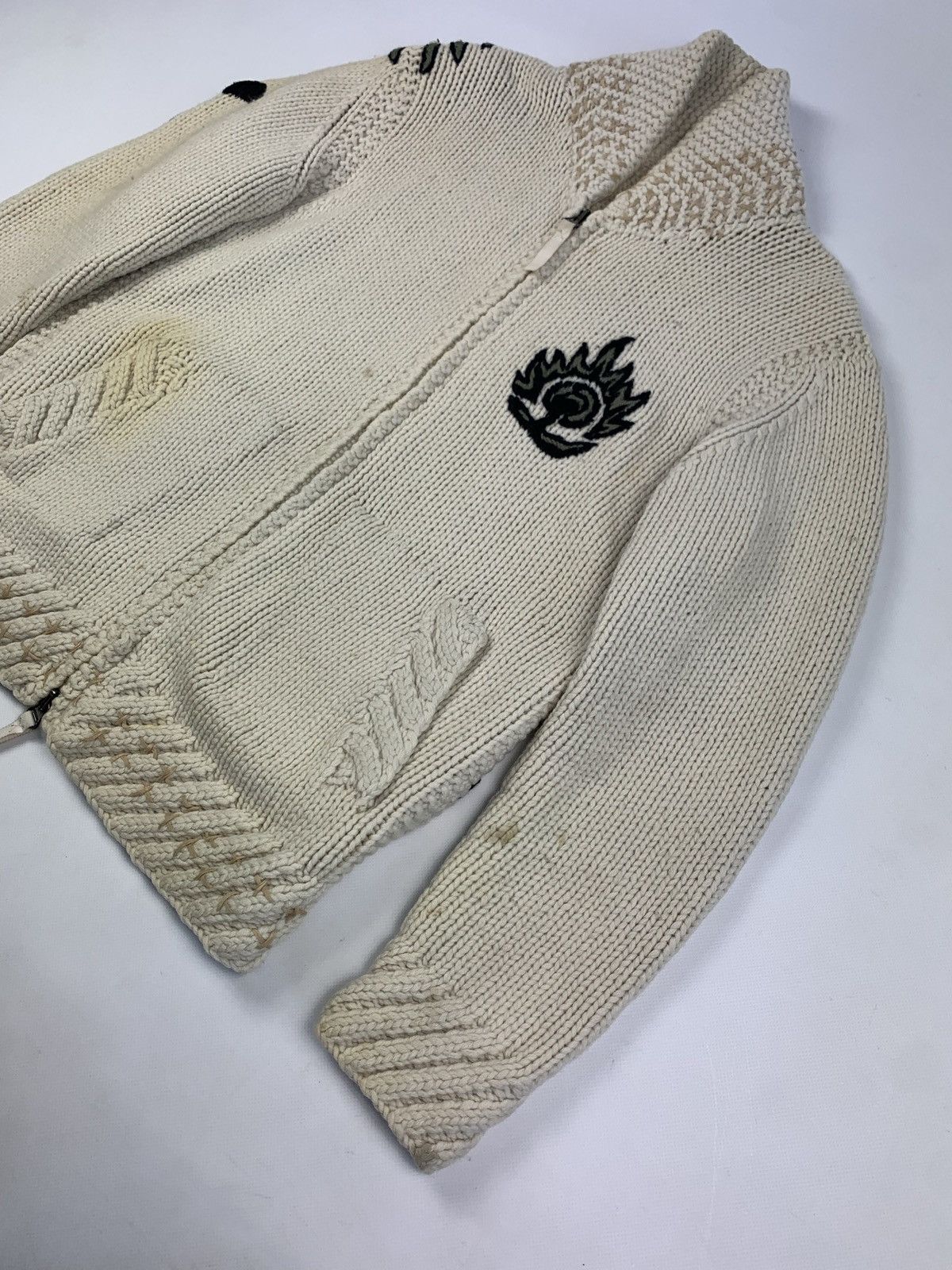 Japanese Brand × Maharishi × Vintage !Rare! Maharishi big dragon logo hand knit cardigan sweater Size US L / EU 52-54 / 3 - 2 Thumbnail