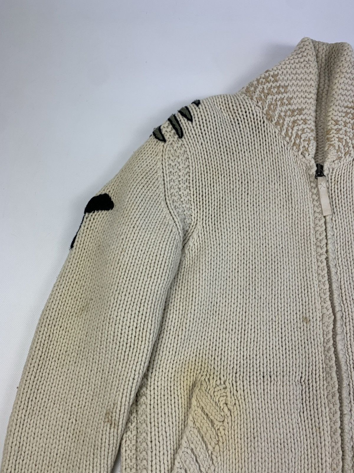 Japanese Brand × Maharishi × Vintage !Rare! Maharishi big dragon logo hand knit cardigan sweater Size US L / EU 52-54 / 3 - 7 Thumbnail