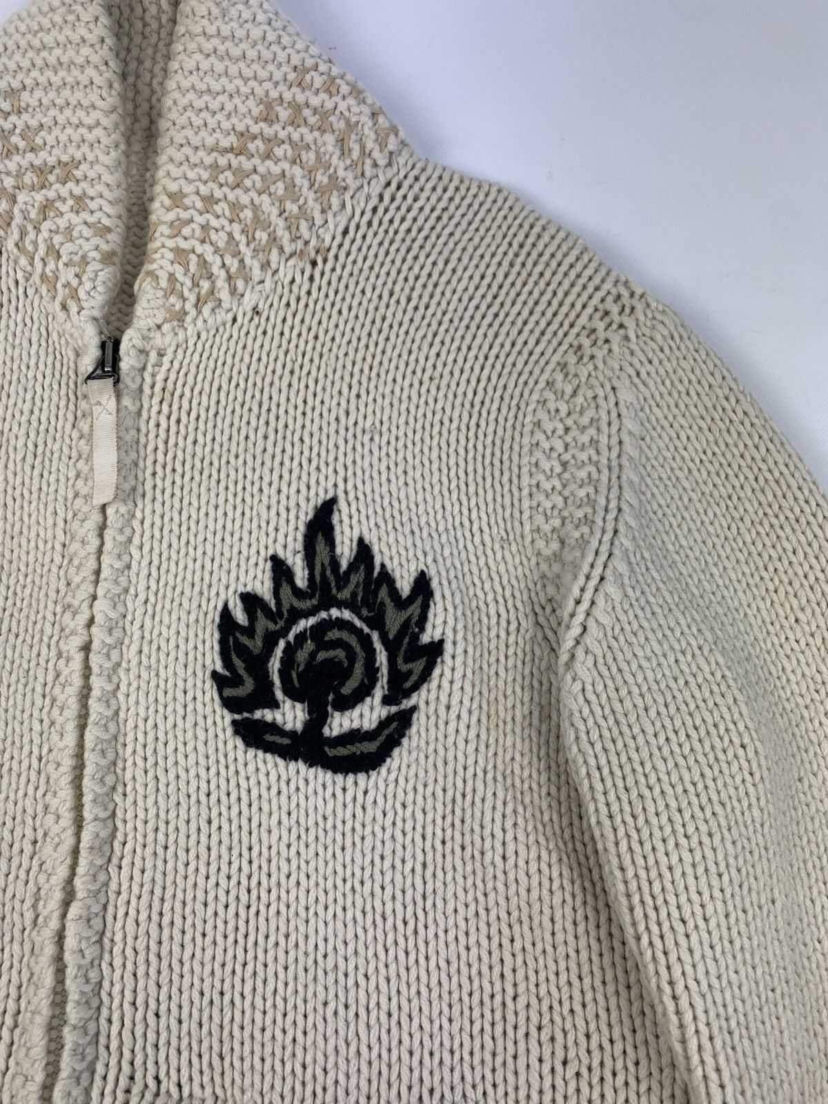 Japanese Brand × Maharishi × Vintage !Rare! Maharishi big dragon logo hand knit cardigan sweater Size US L / EU 52-54 / 3 - 4 Thumbnail