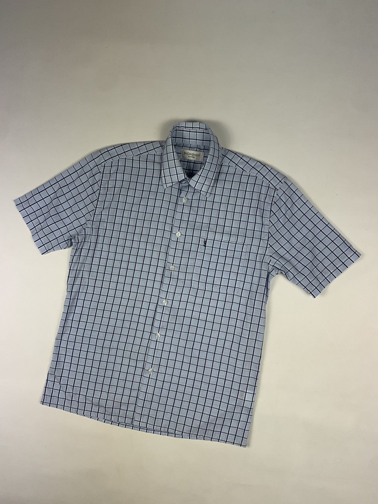 Yves Saint Laurent Yves Saint Laurent men’s short sleeve checked vintage shirt Size US M / EU 48-50 / 2 - 1 Thumbnail