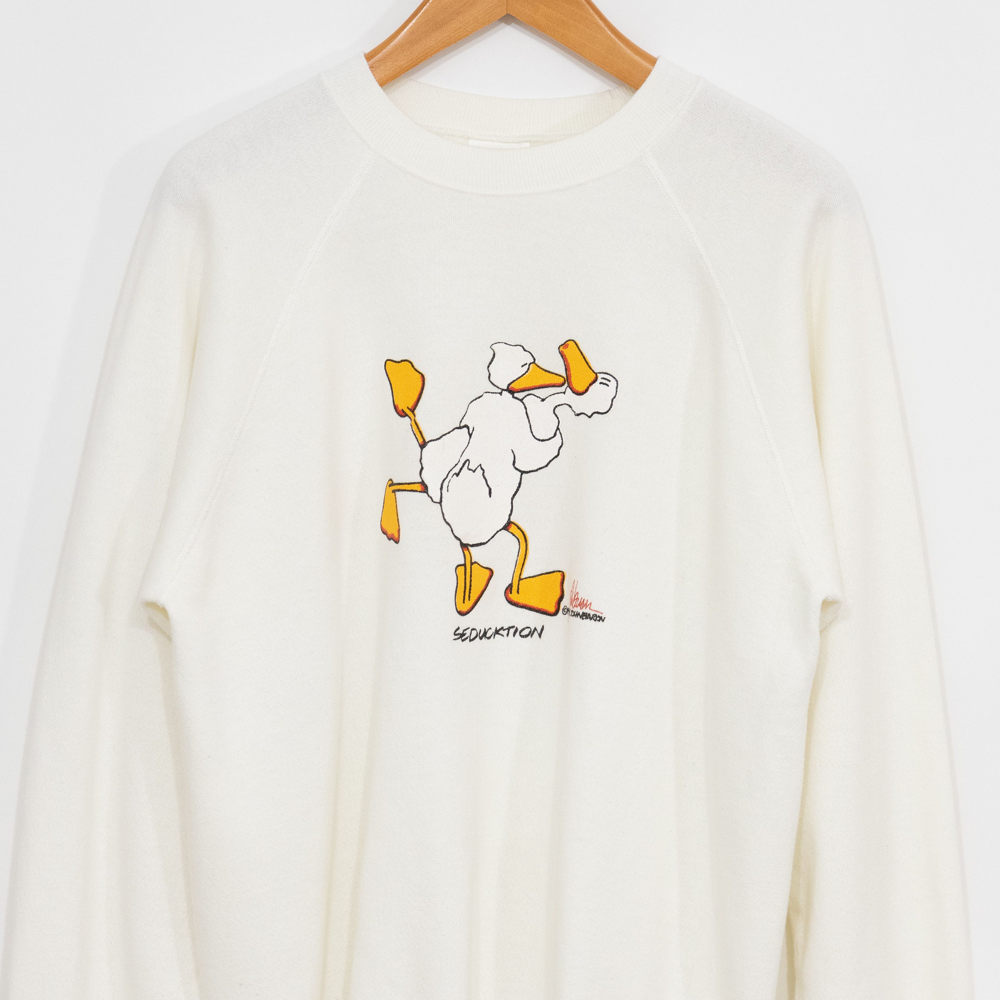 Vintage Vintage 90s Sweatshirt XL - Funny Duck Edgy Crewneck Faded Size US XL / EU 56 / 4 - 1 Thumbnail