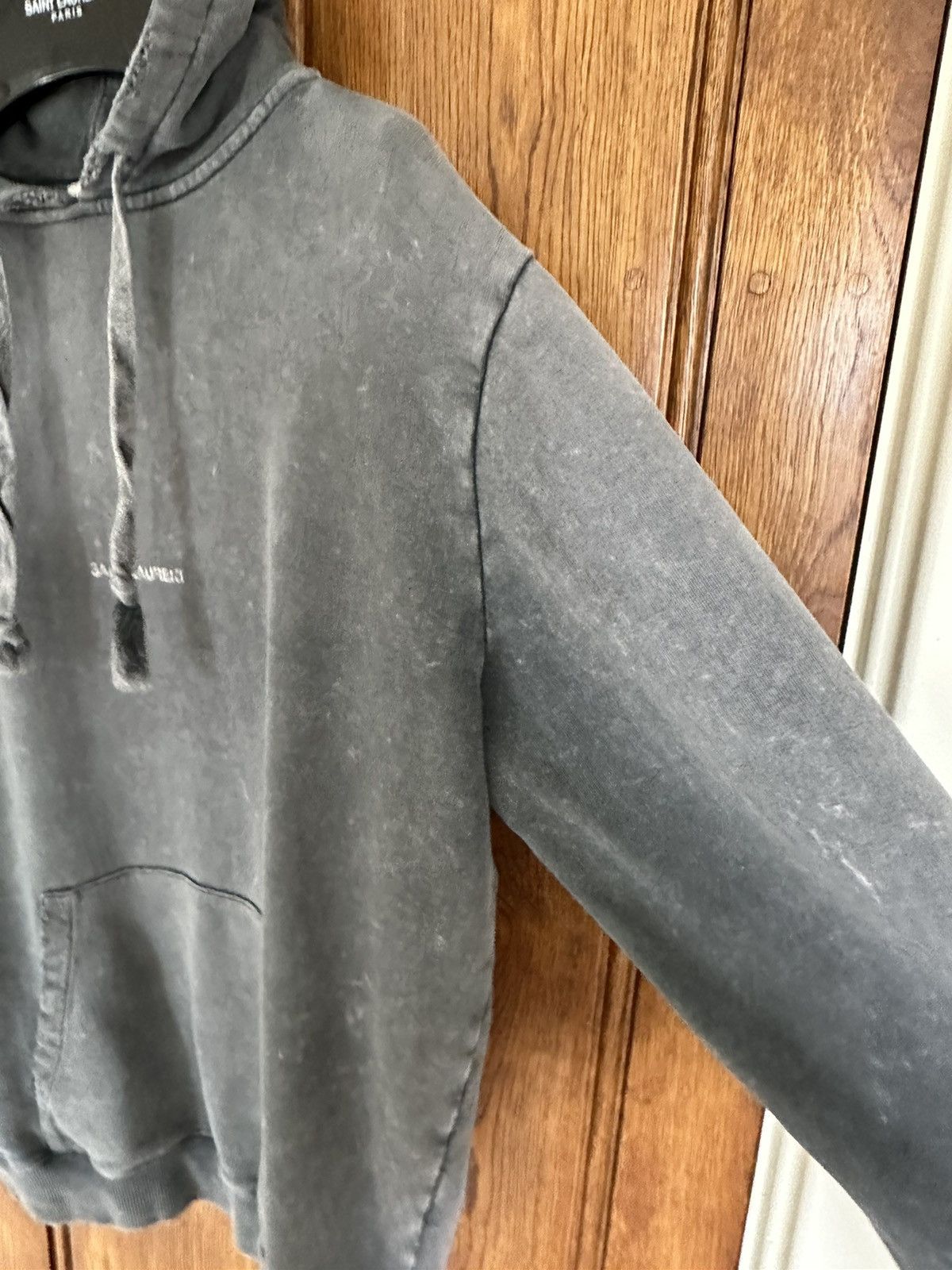 Saint Laurent Paris $890 Saint Laurent acid wash grey Rive Gauche logo hoodie Size US S / EU 44-46 / 1 - 16 Thumbnail