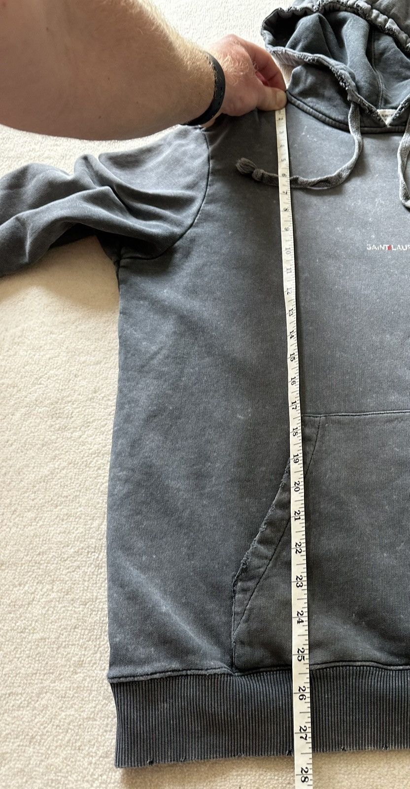 Saint Laurent Paris $890 Saint Laurent acid wash grey Rive Gauche logo hoodie Size US S / EU 44-46 / 1 - 5 Thumbnail